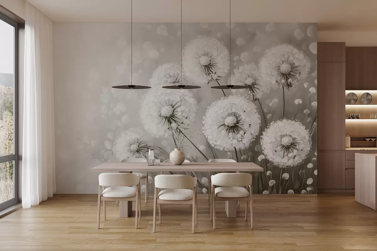 Fototapete Pusteblumen auf einem monochromen Hintergrund w08594