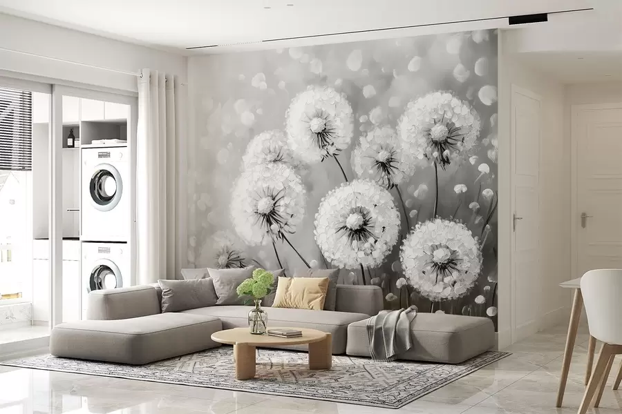 Fototapete Pusteblumen auf einem monochromen Hintergrund w08594v1