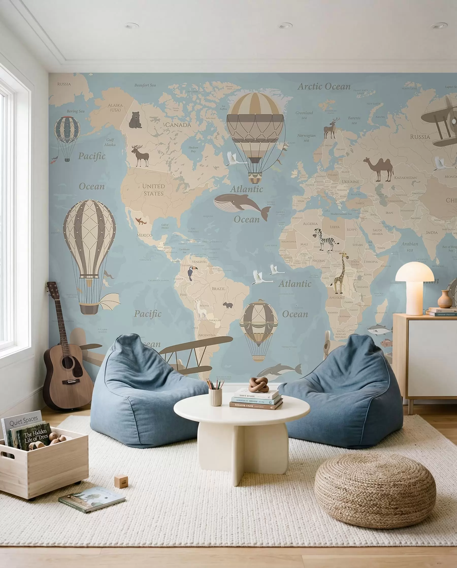 Murale Atlas aérien en anglais u36066v5