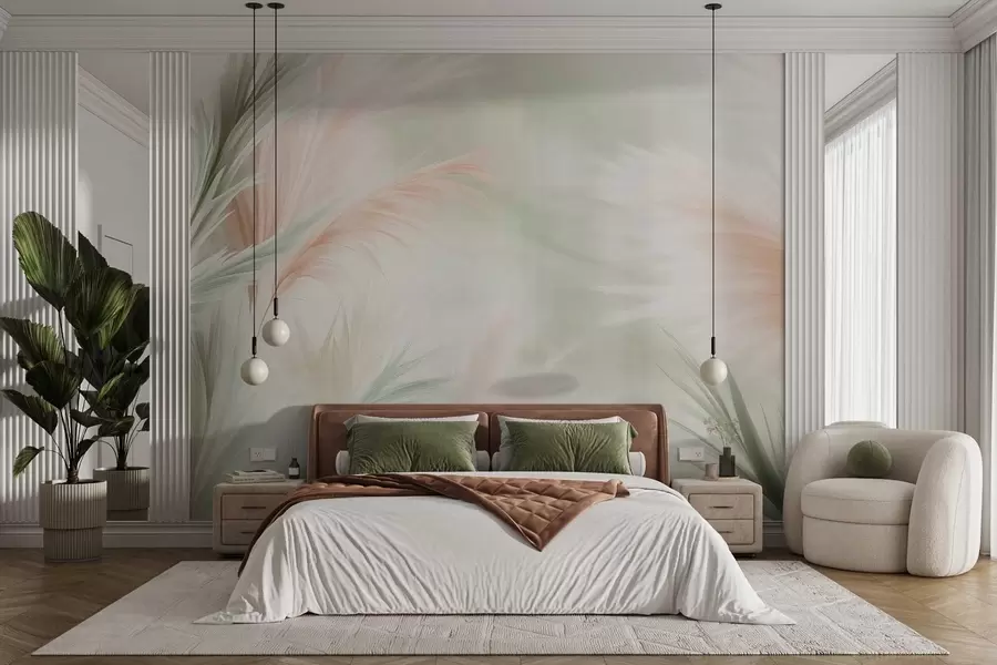 Murale l'herbe tendre de la pampa aux couleurs délicates w02688