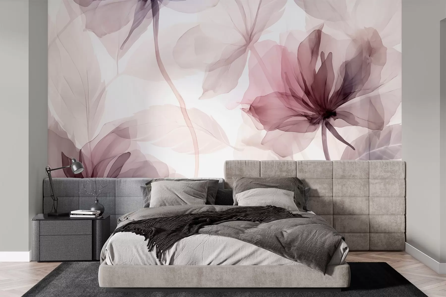 fototapeter Flygtige blomster i sarte pastelfarver w02755