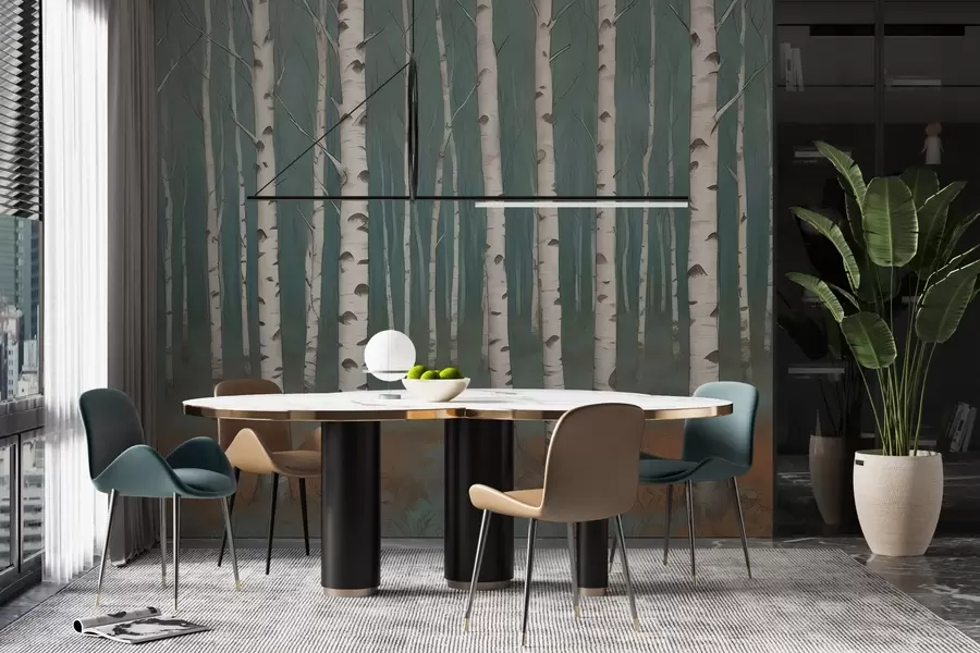 Fototapete Aquarell-Birken w02845