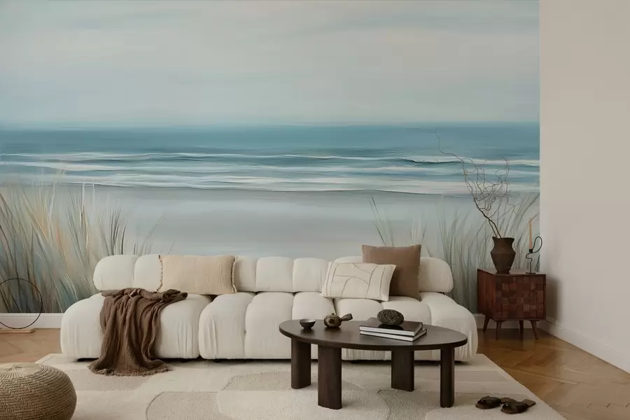 Fototapete Landschaft mit einem wilden Strand im Stil der Ölmalerei w02869