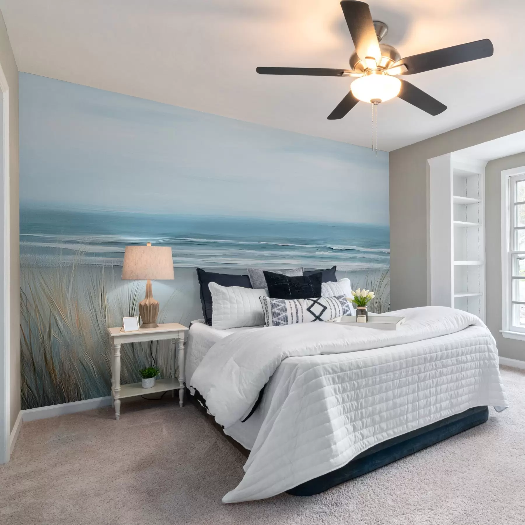 Fototapete Landschaft mit einem wilden Strand im Stil der Ölmalerei w02869