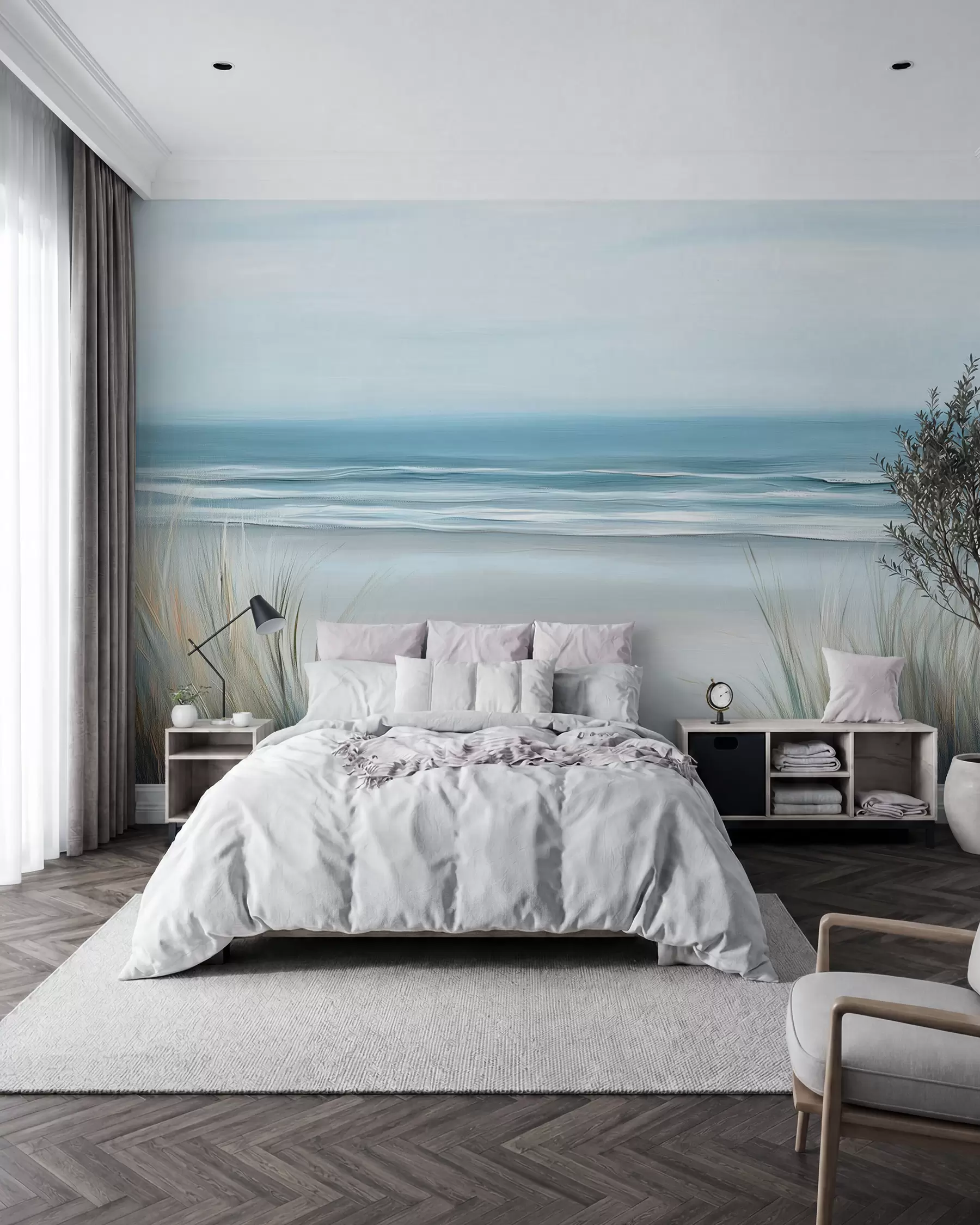Fototapete Landschaft mit einem wilden Strand im Stil der Ölmalerei w02869