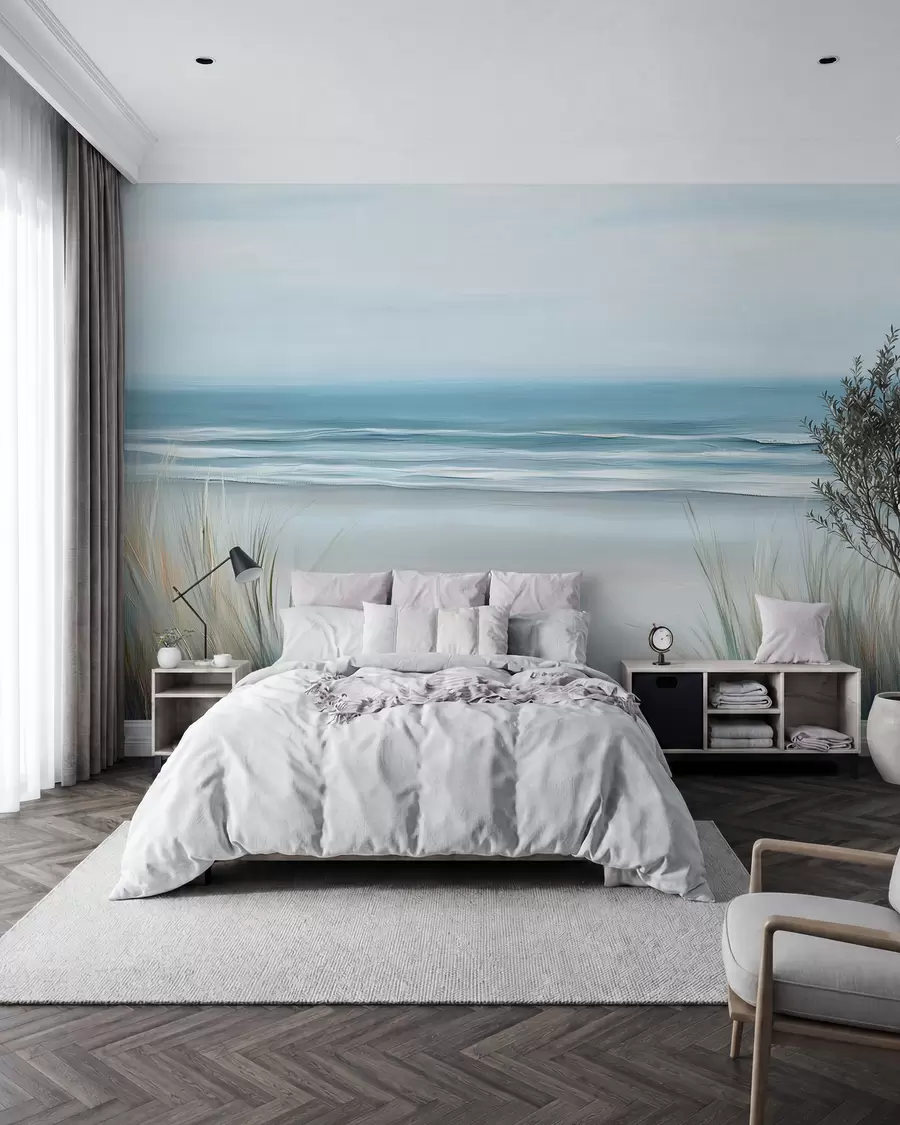 Fototapete Landschaft mit einem wilden Strand im Stil der Ölmalerei w02869