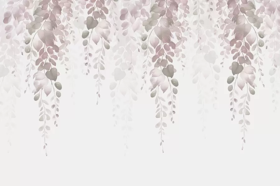 fototapeter Hængende grene med blade efterligning af akvarel w02885