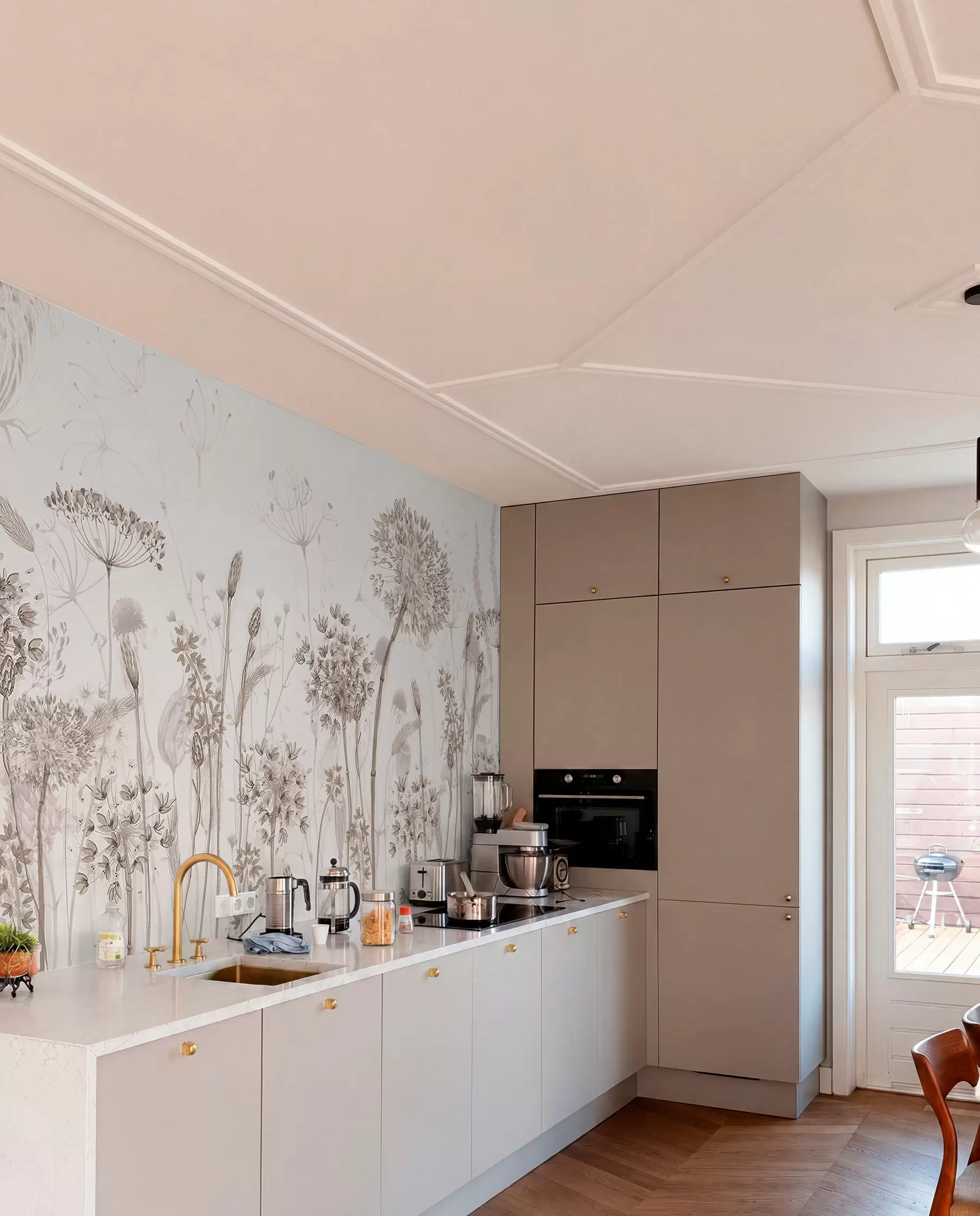 fototapeter Luftige mælkebøtter og vilde blomster i akvarel-stil w08637