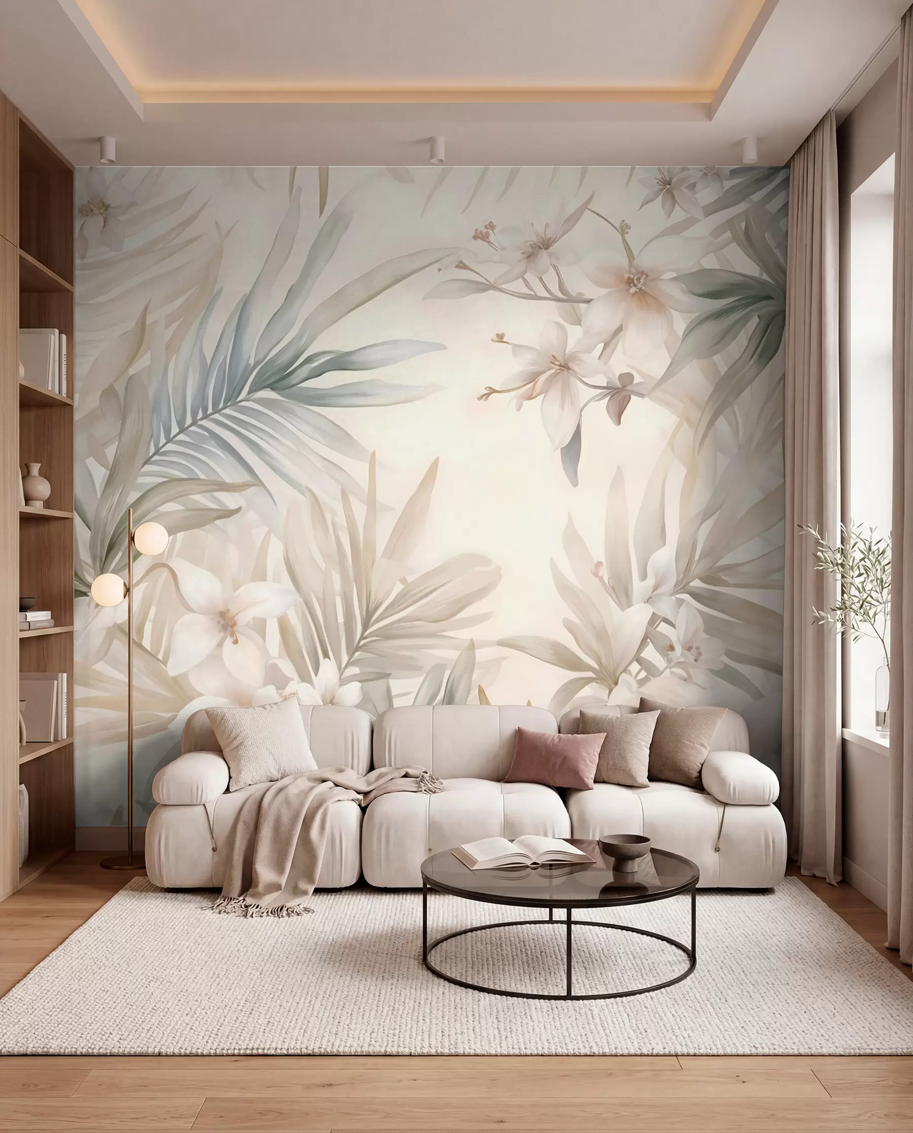 Murale Palmes tropicales pastel w08660