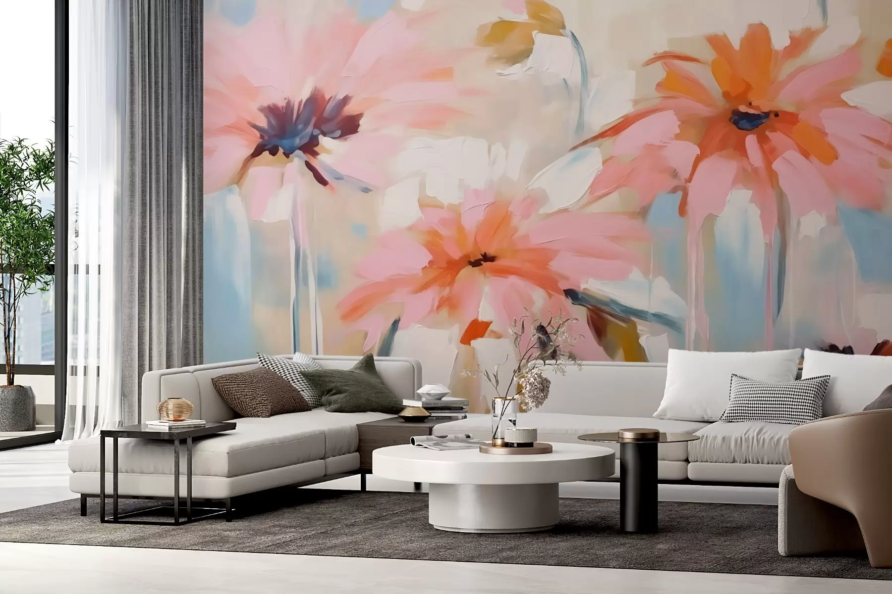 fototapeter Abstrakt blomster-imitationsmaleri w02926