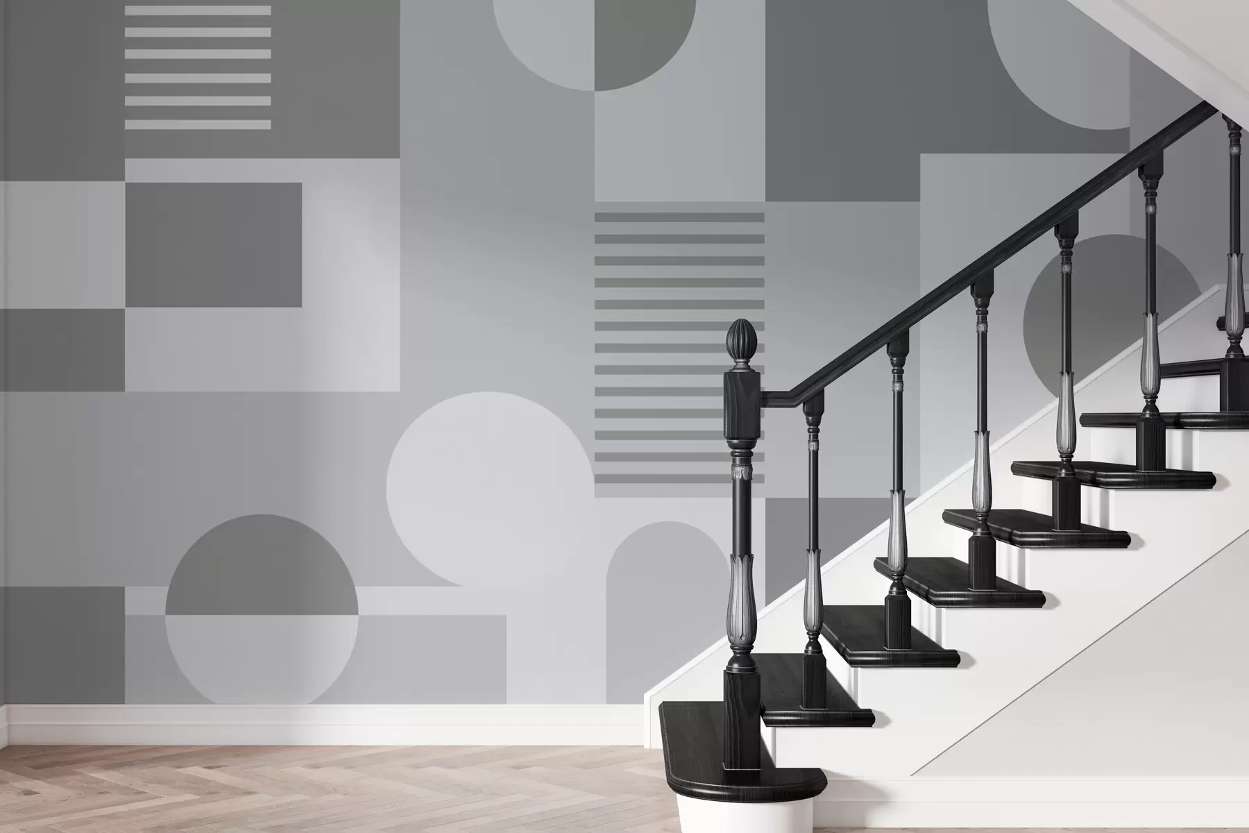 fototapeter Geometriske former i blå og grå w02916