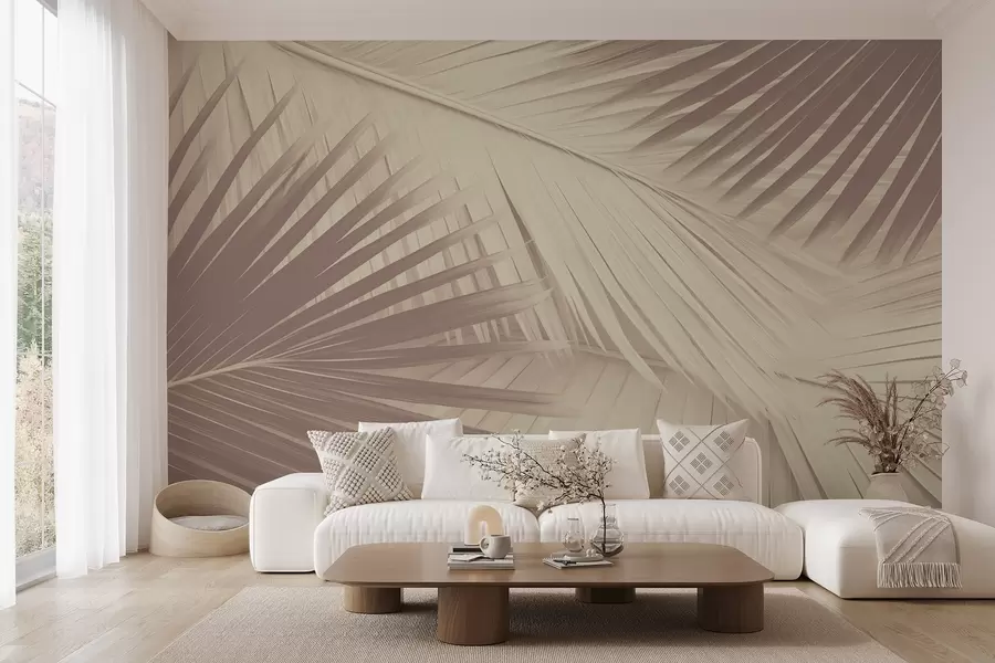Fototapete Abstrakte Palmenblätter in sanften Farbtönen w08677