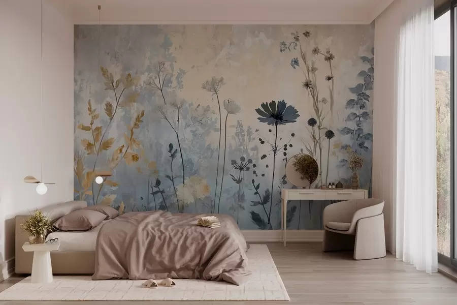 Murale Fleurs sauvages de manière abstraite w03022