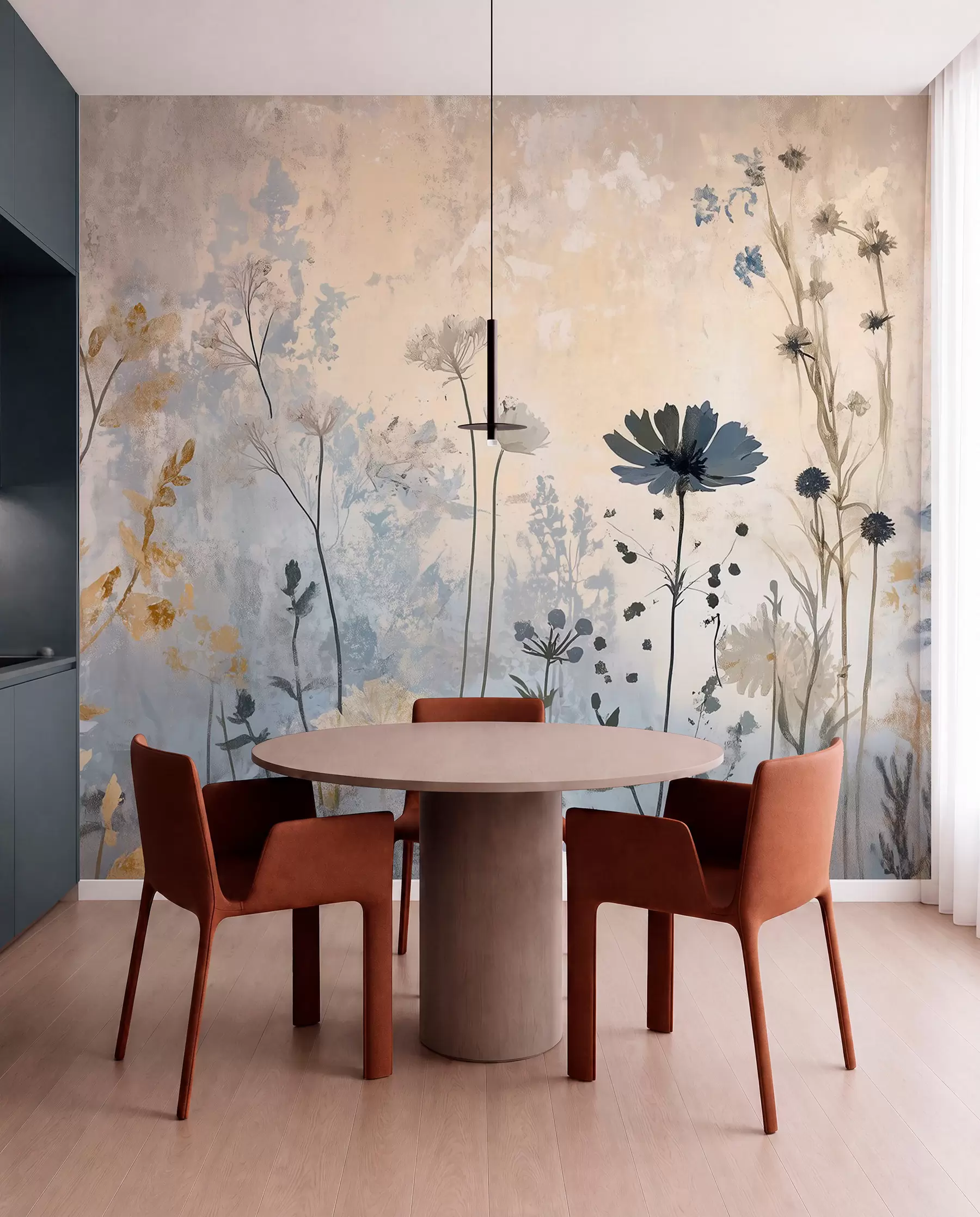 fototapeter Vilde blomster på en abstrakt måde w03022