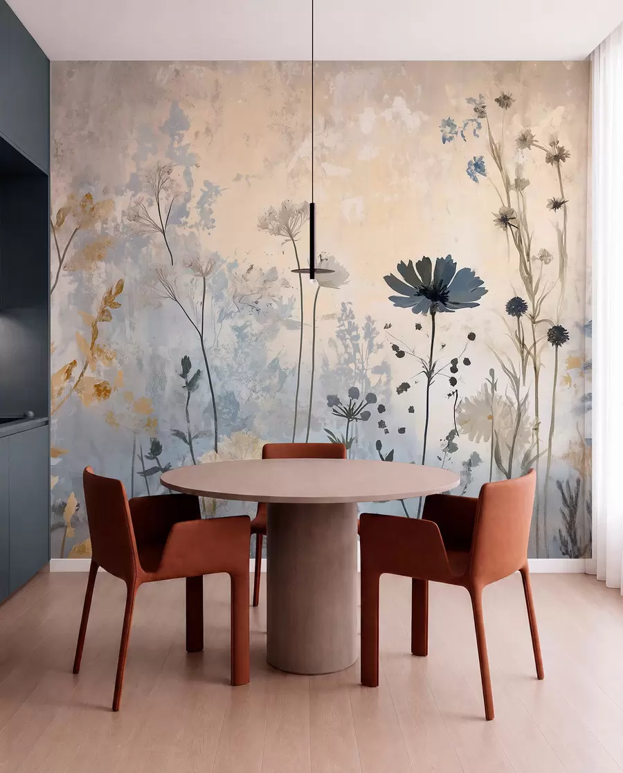 fototapeter Vilde blomster på en abstrakt måde w03022