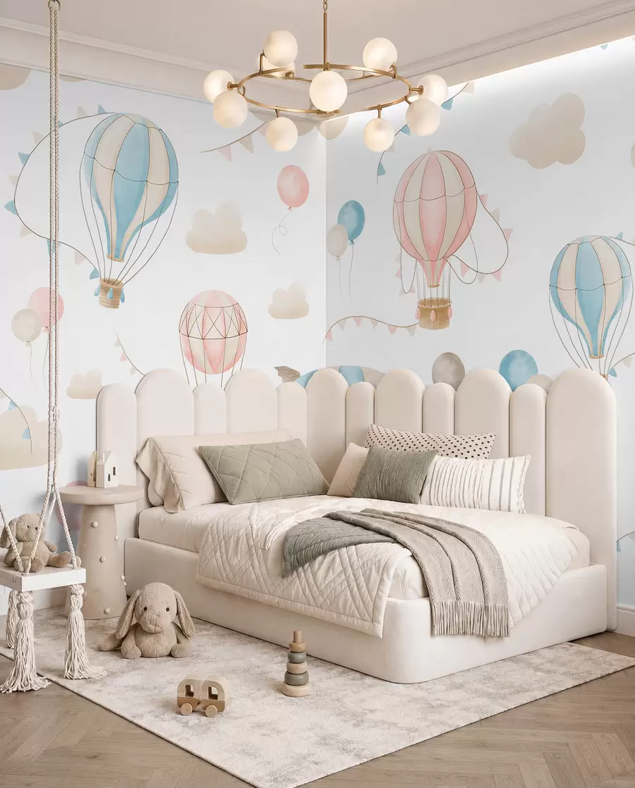 Fototapete Kinder Aquarell Design mit Luftballons w08765