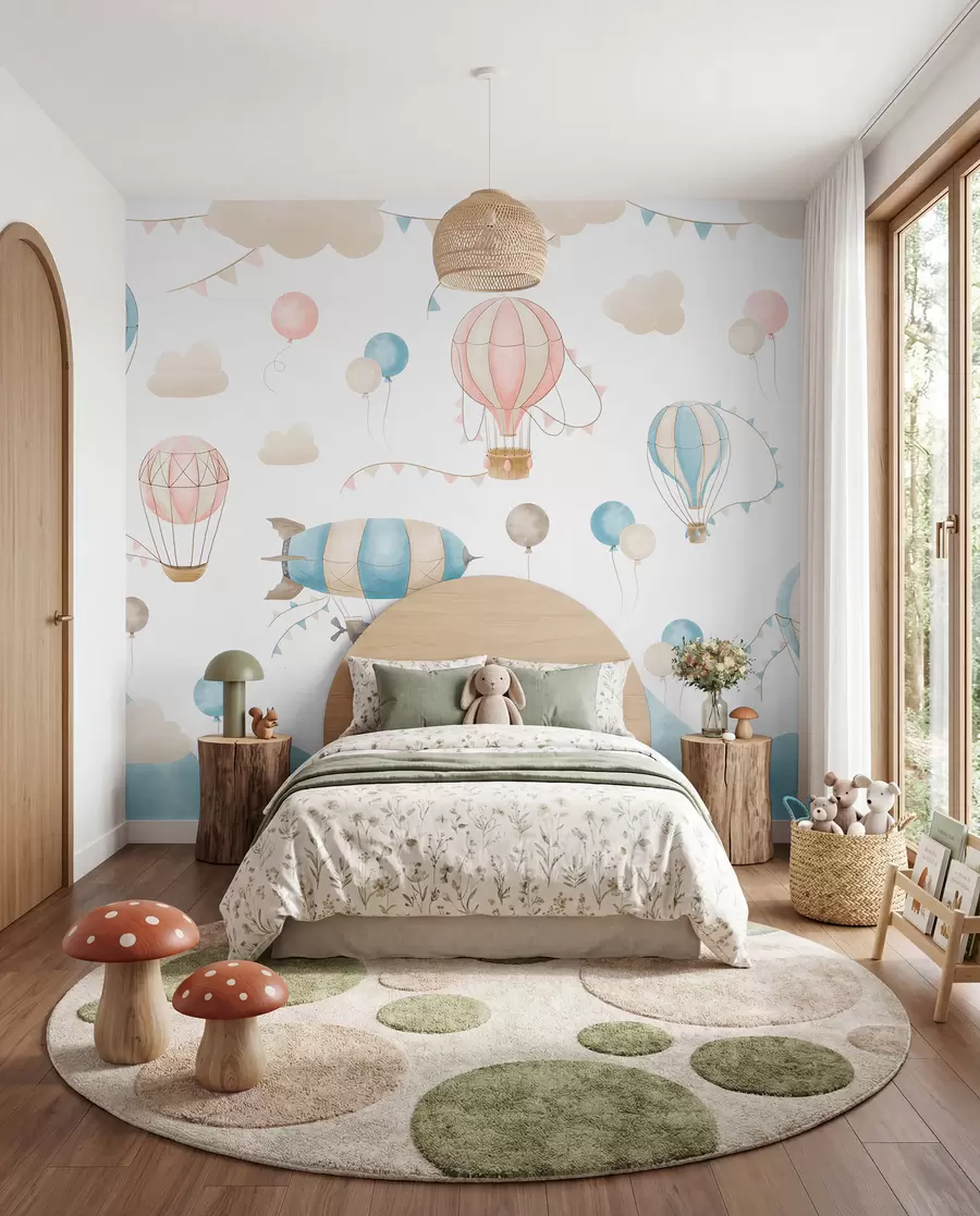 Fototapete Kinder Aquarell Design mit Luftballons w08765