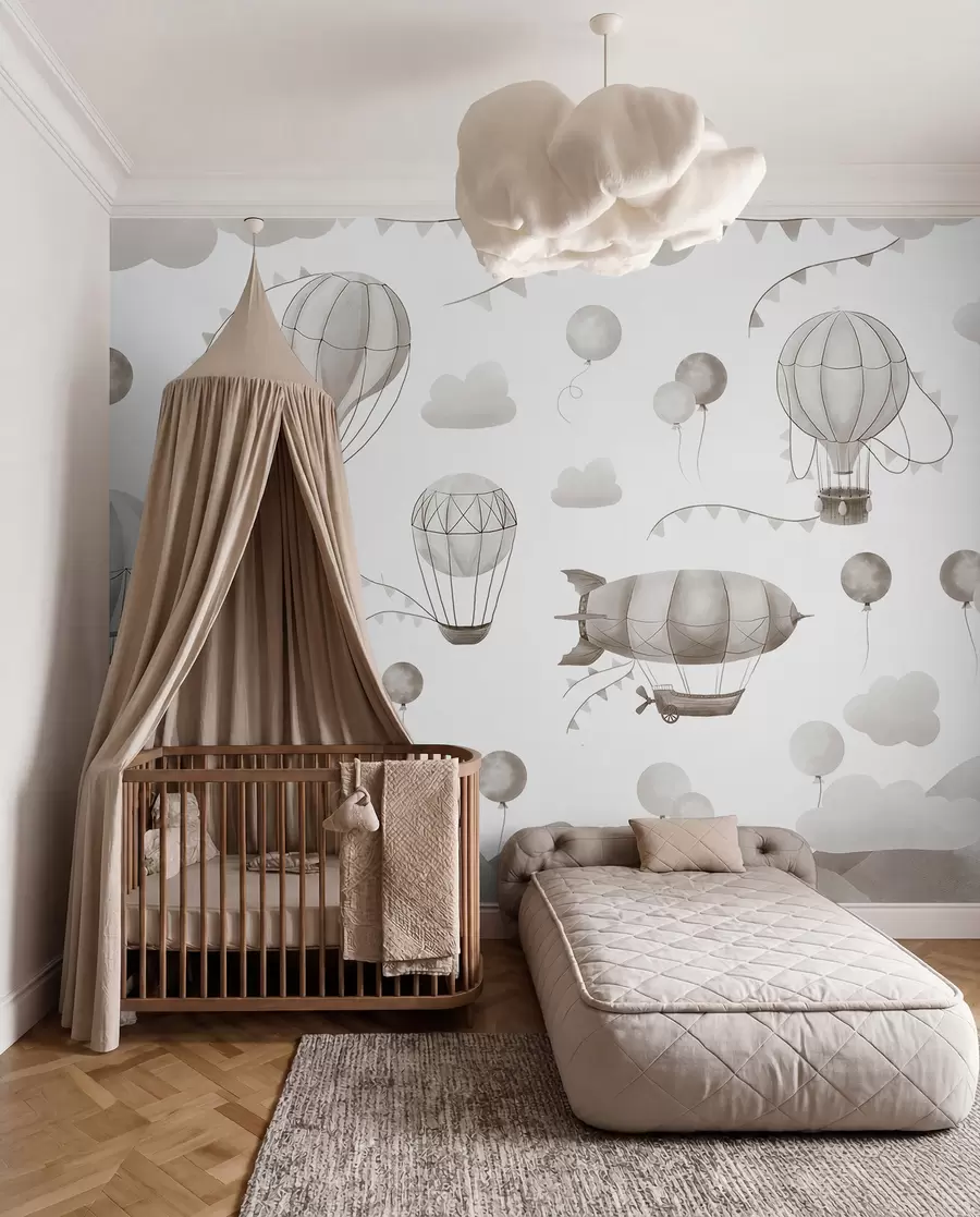 Fototapete Kinder Aquarell Design mit Luftballons w08765v1