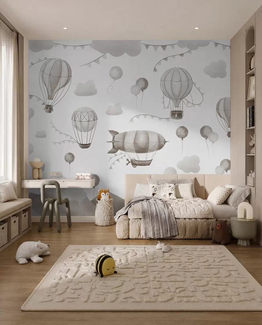 Fototapete Kinder Aquarell Design mit Luftballons w08765v1