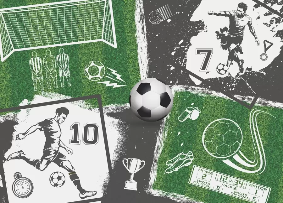 fototapeter Fodboldspillere, bold og bane w03121