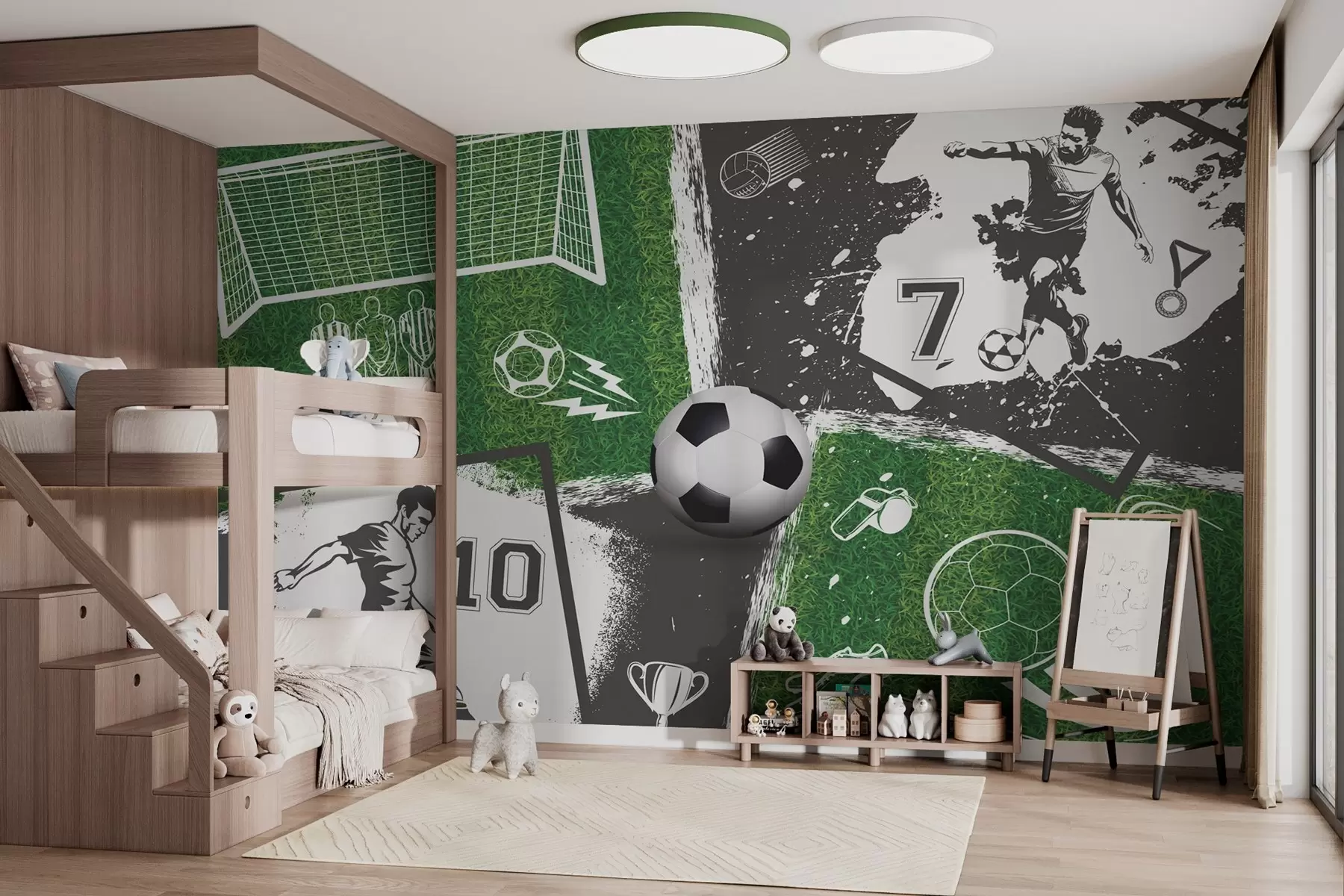 Fototapete Fußballspieler, Ball und Feld w03121