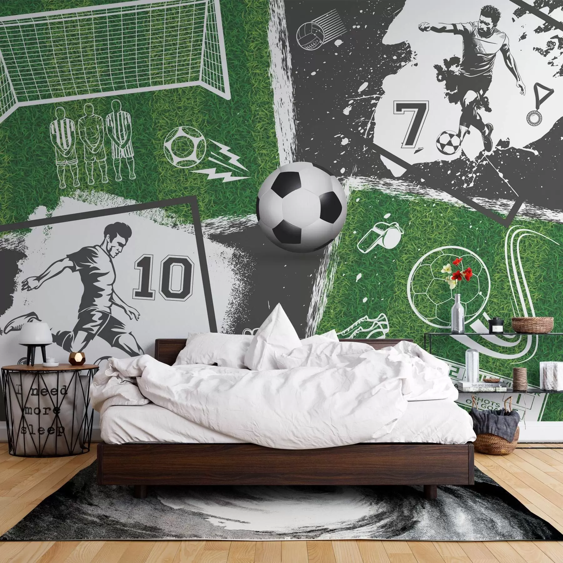 Fototapete Fußballspieler, Ball und Feld w03121