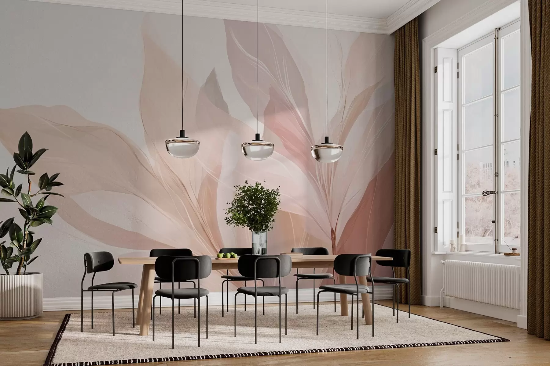 fototapeter Abstrakt billede af blade i lyse farver w03135