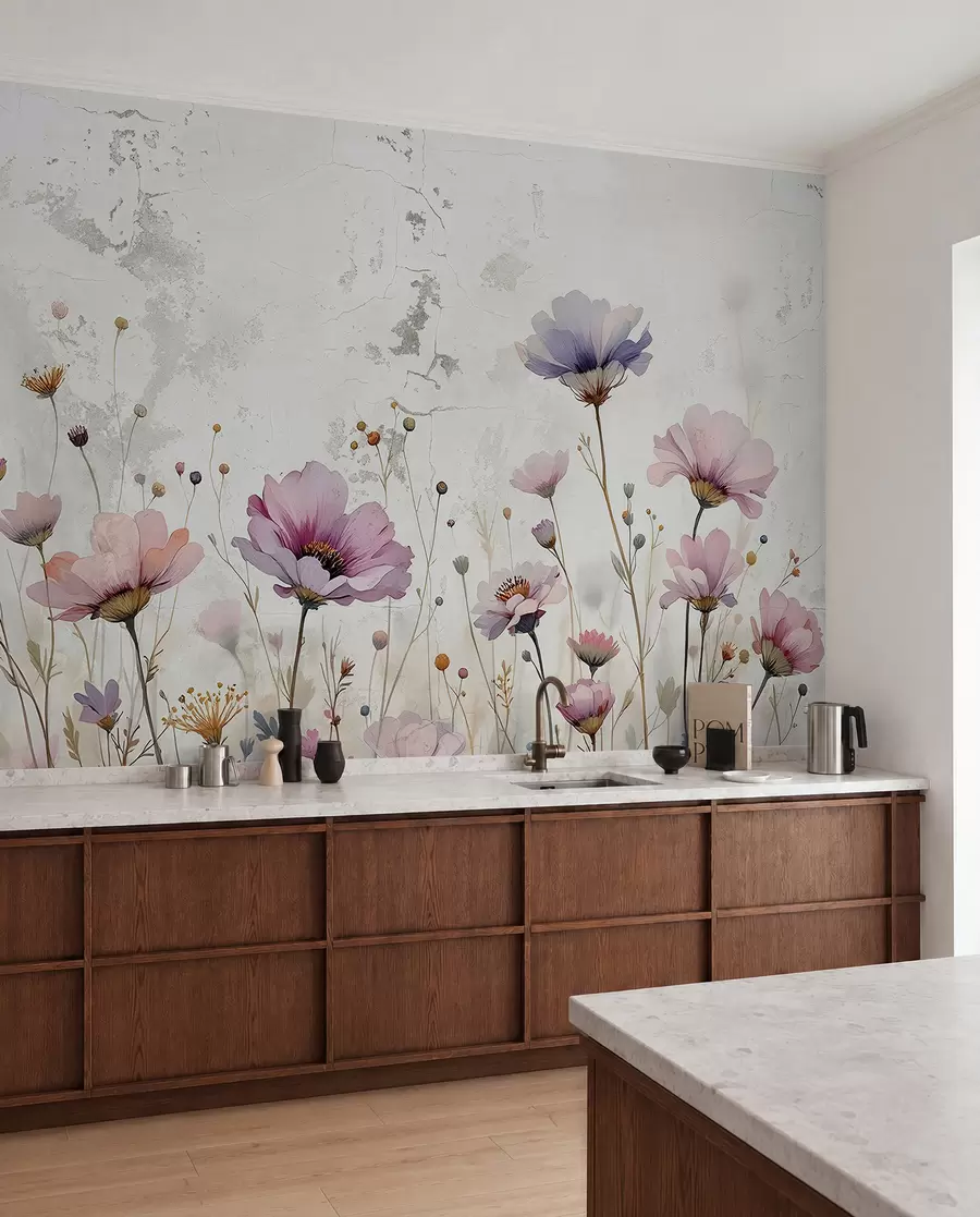 fototapeter Akvarelblomster i grunge-stil w03192