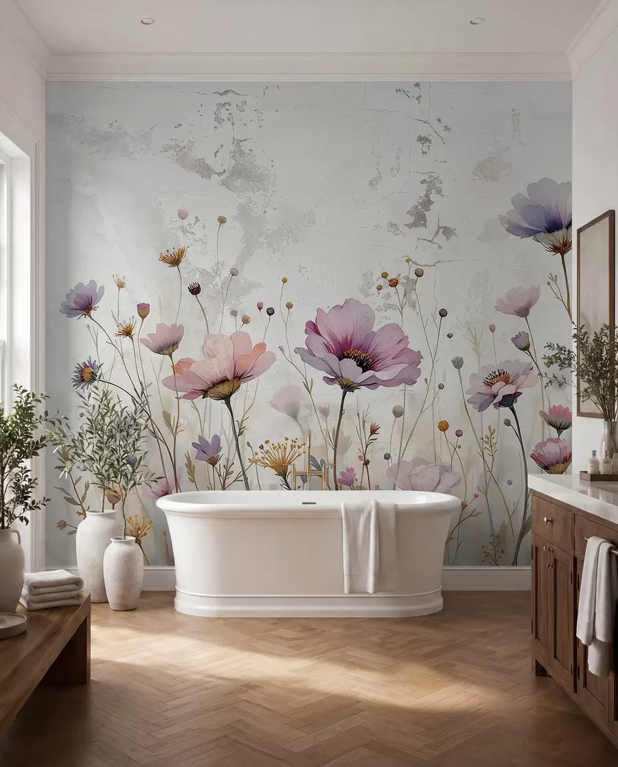 fototapeter Akvarelblomster i grunge-stil w03192