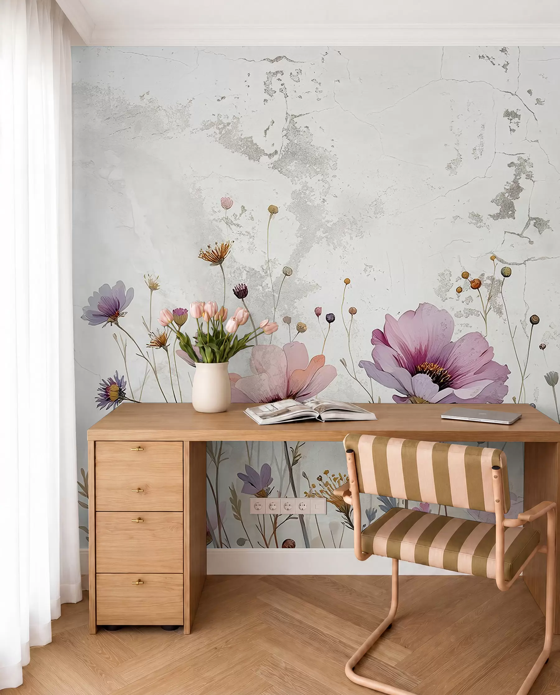 fototapeter Akvarelblomster i grunge-stil w03192