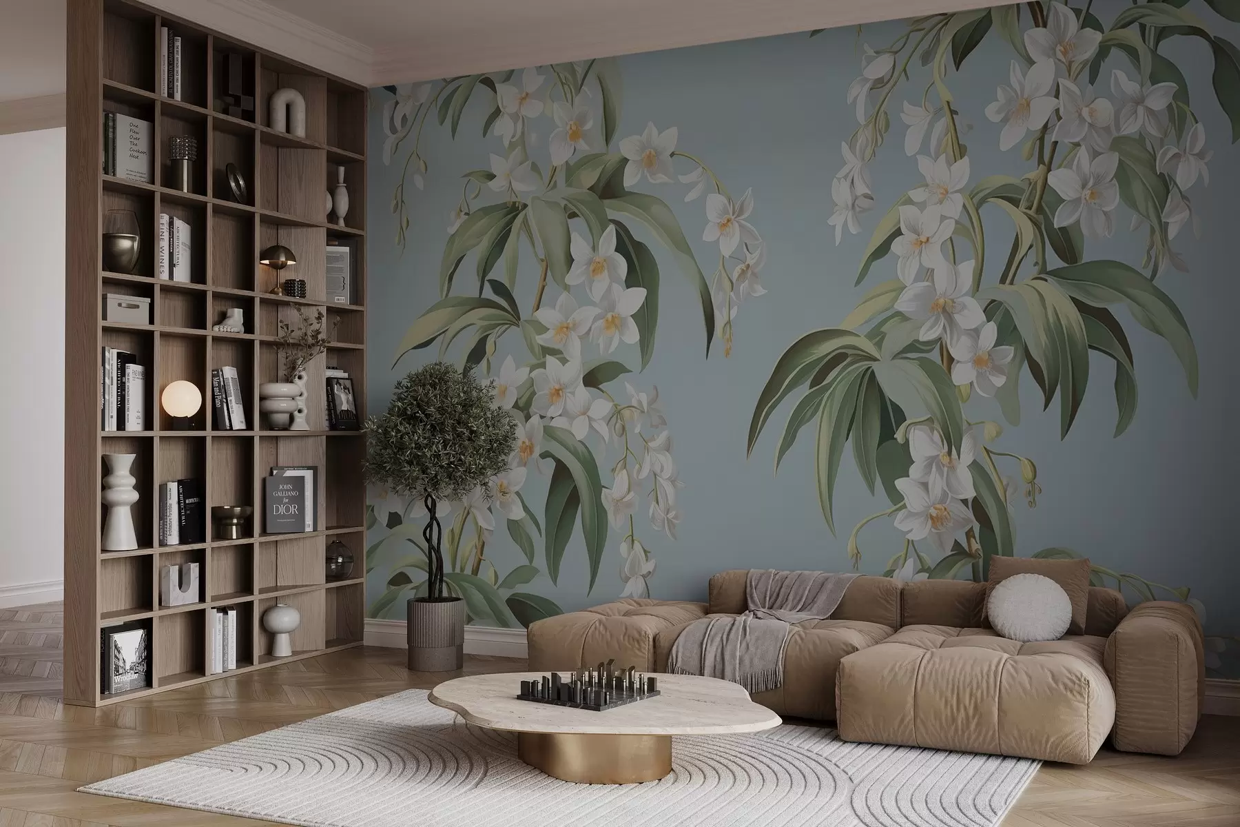 fototapeter Tegnede blomstrende grene w03204