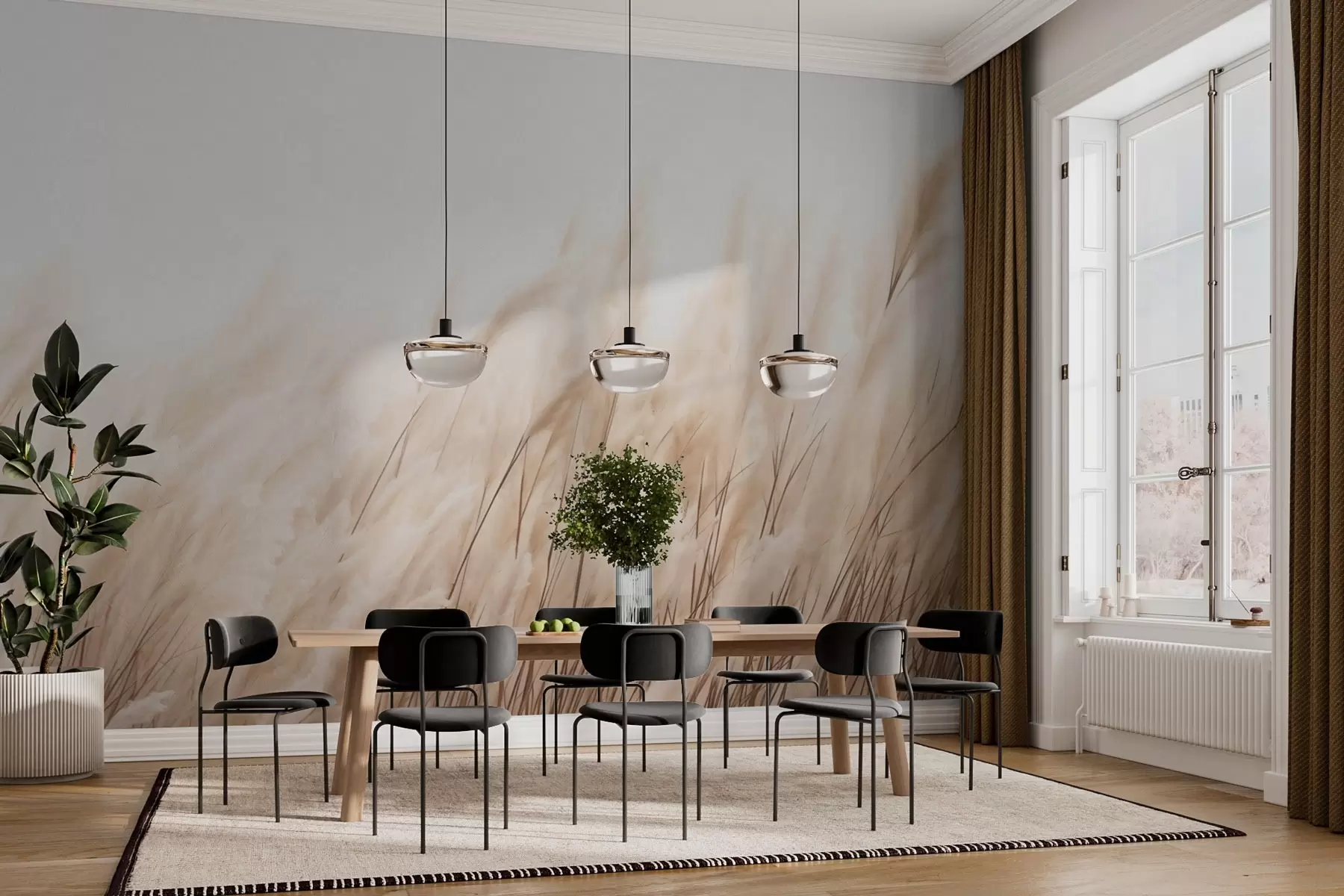 Fototapete Ährchen in pastelligen Beigetönen w03244