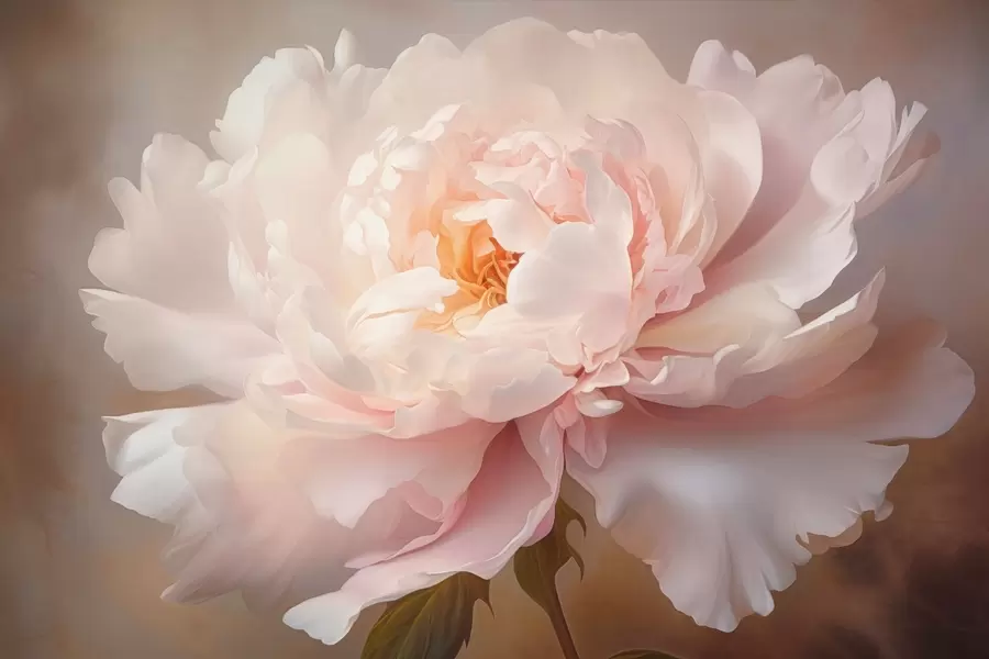 fototapeter Blomstrende pæonblomst i en delikat farvepalet w03247