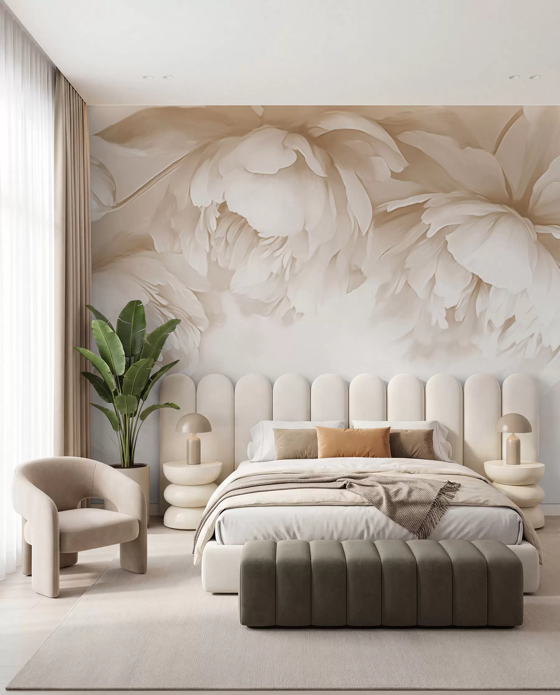 Murale Pivoines crème w03239