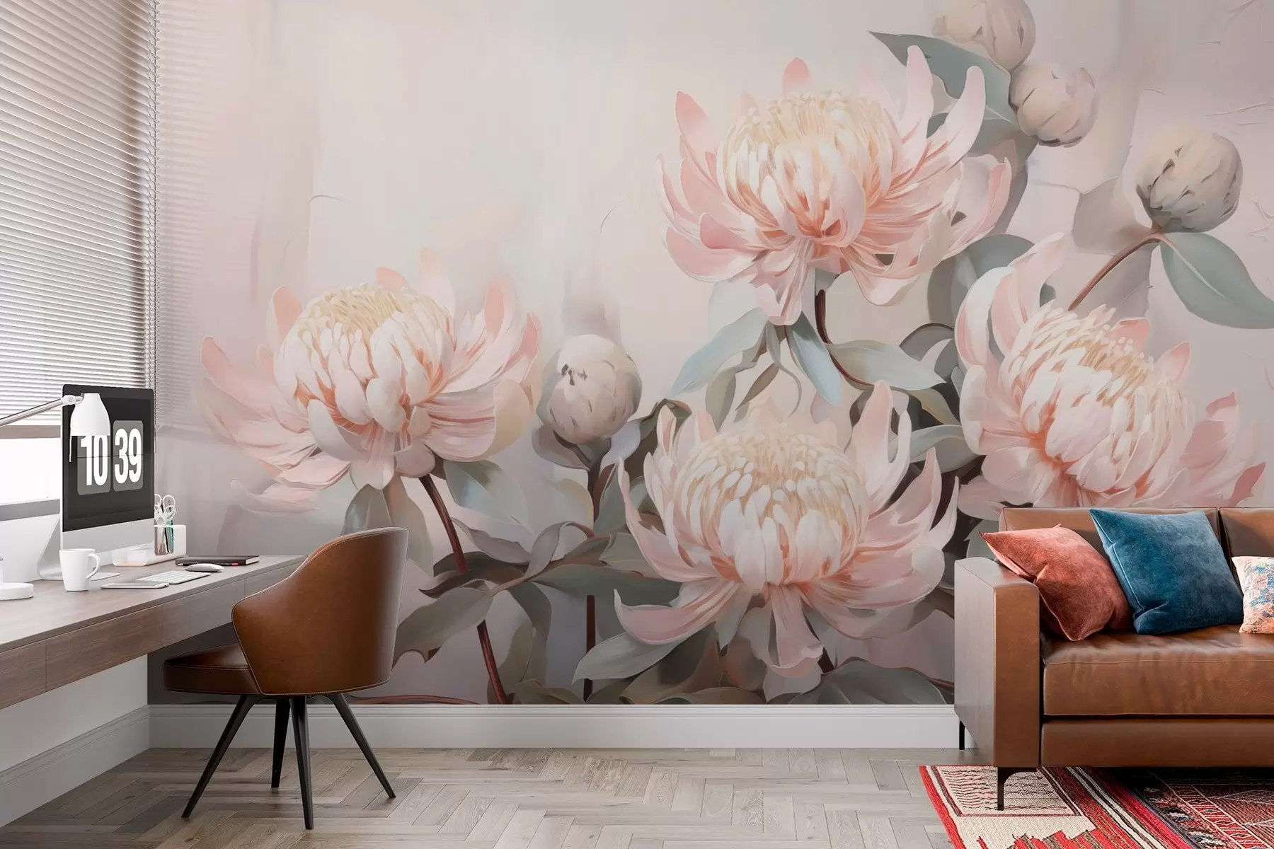 fototapeter Krysantemum-imitation af maleri w03356