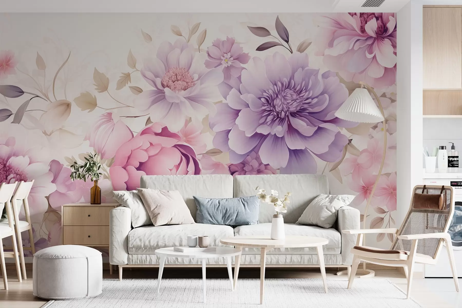 fototapeter Store lyserøde blomster w08905