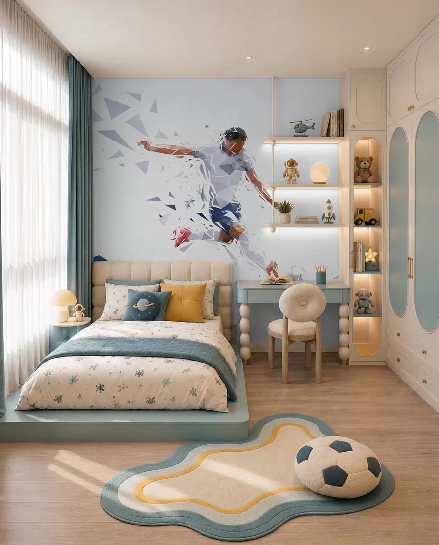 Murale Football en formes anguleuses w03289