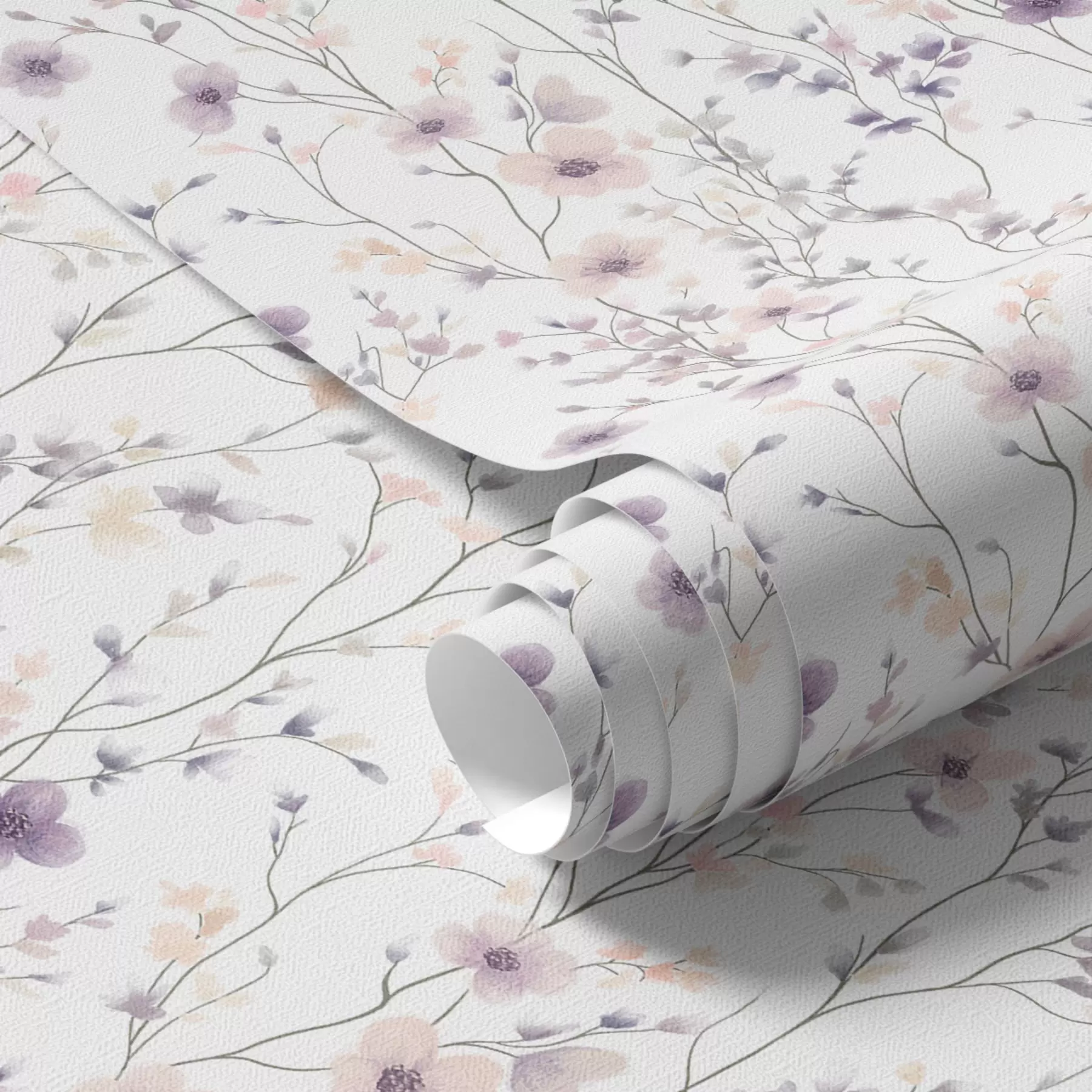 fototapeter Små vilde blomster med tynde stængler på lys baggrund a00003