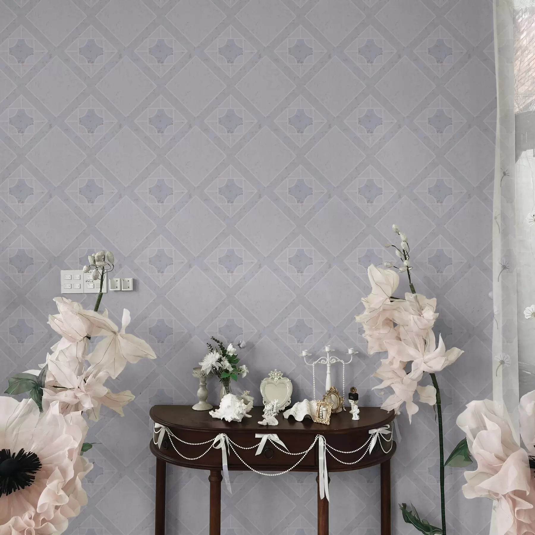 Fototapete Weiße Rhomben auf blauem Hintergrund a00010