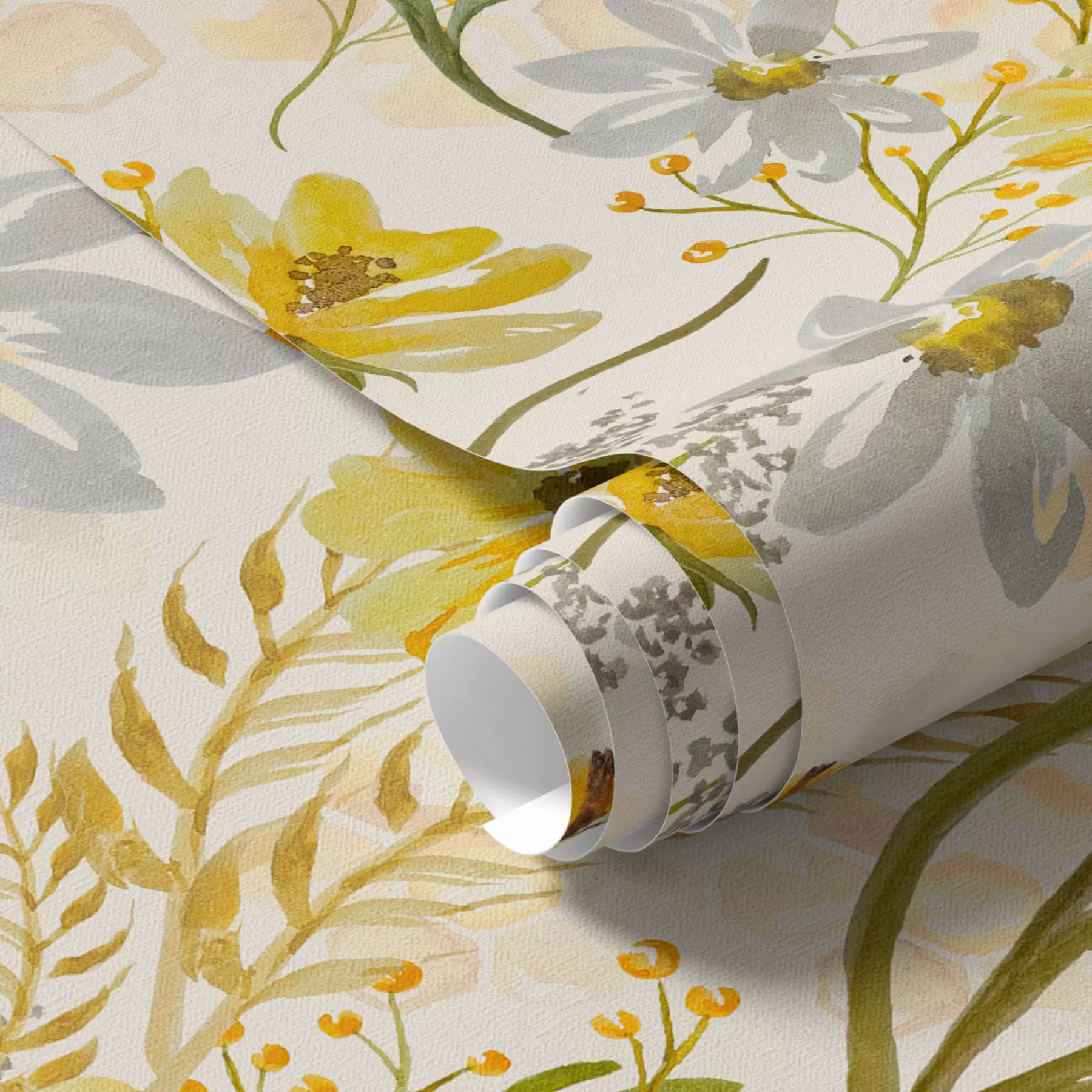 fototapeter Lys blomsterkomposition i gul farve a00045