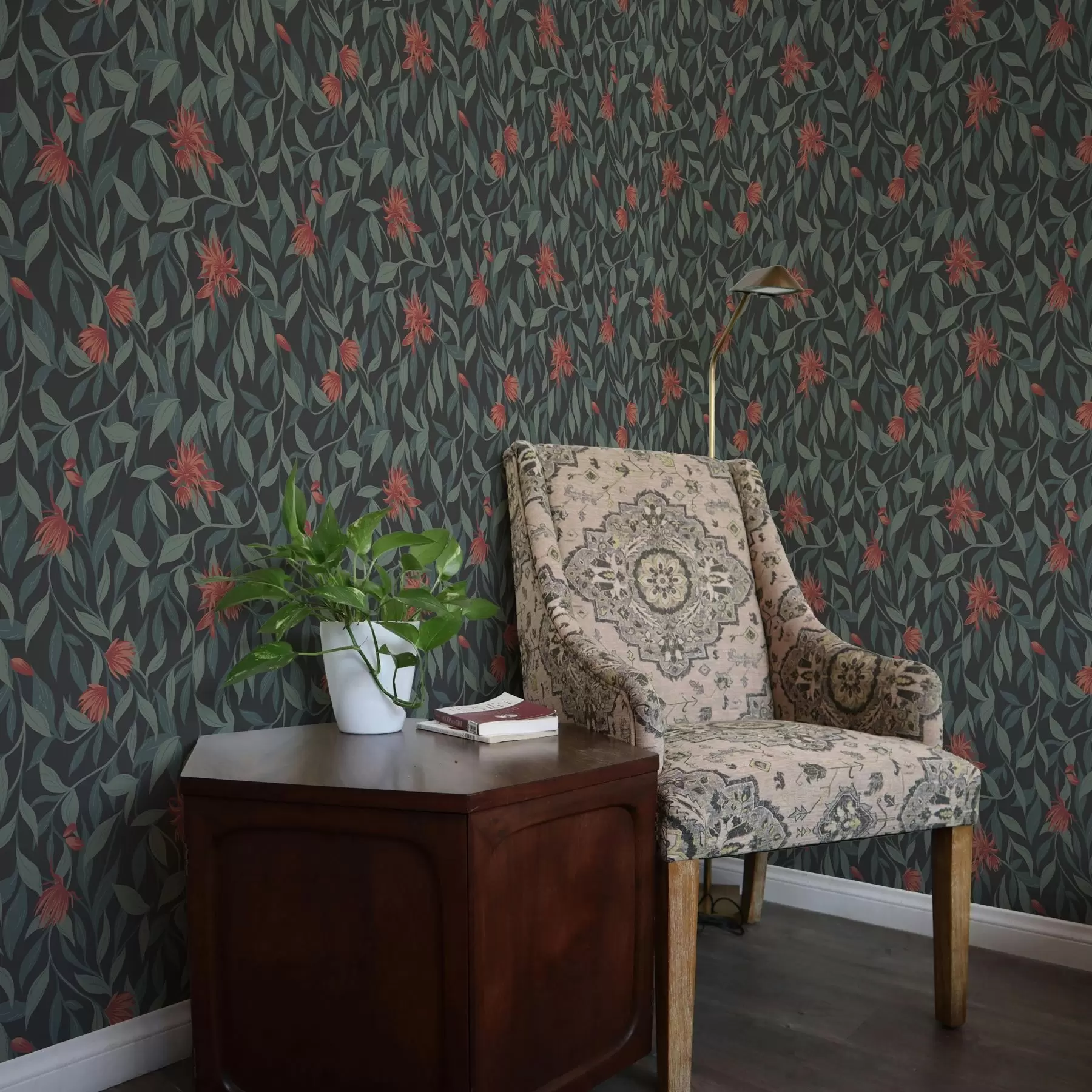 fototapeter Hængende grene med røde blomster a00052v1