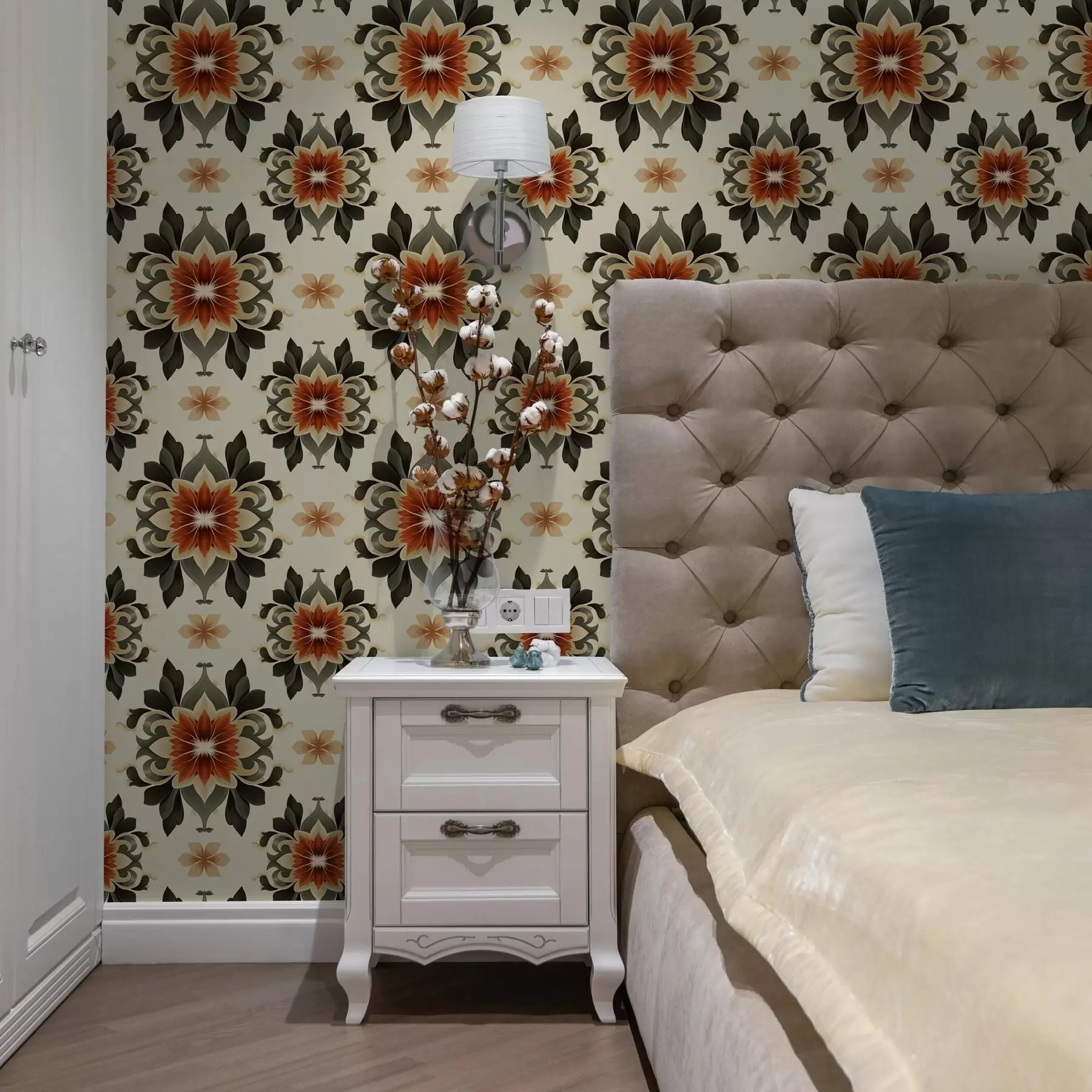 fototapeter Abstrakt lyst blomstermønster på lys baggrund a00069v3