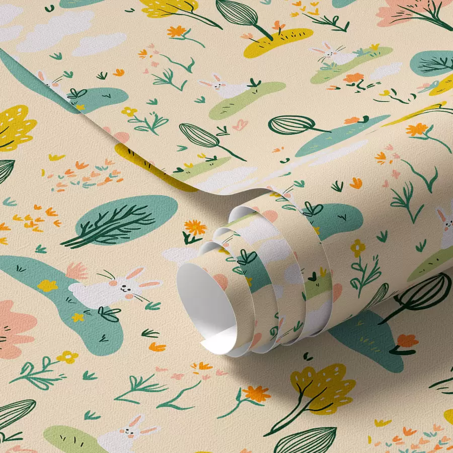 Murale Petits arbres et lapins a00081