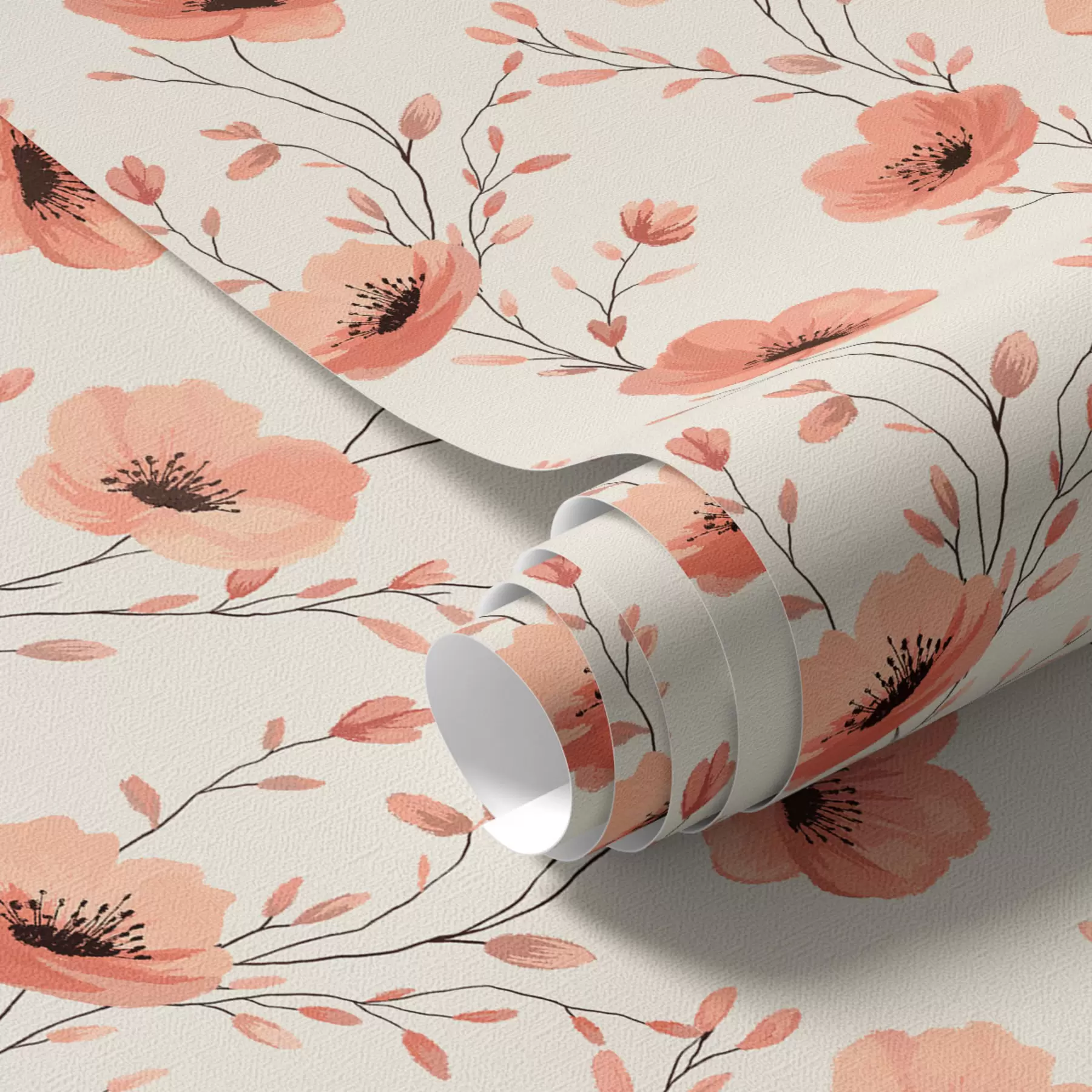 Fototapete Rosa Mohnblumen auf Stängeln a00083