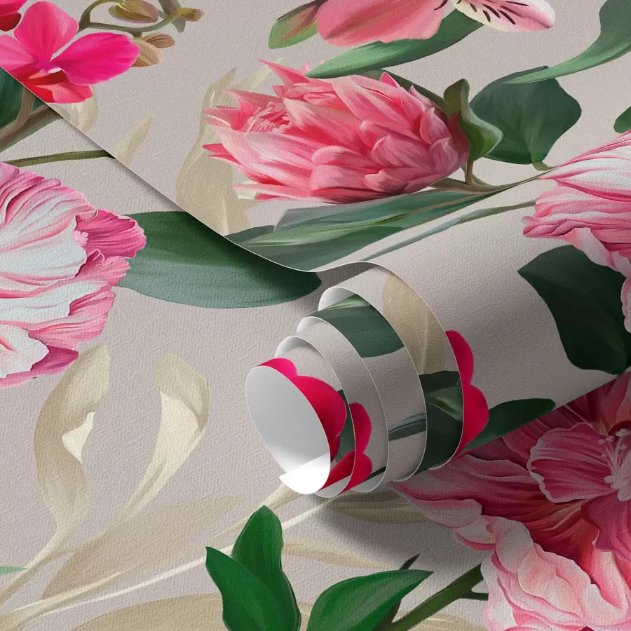Fototapete Zarte rosa Blumen auf hellem Hintergrund a00094