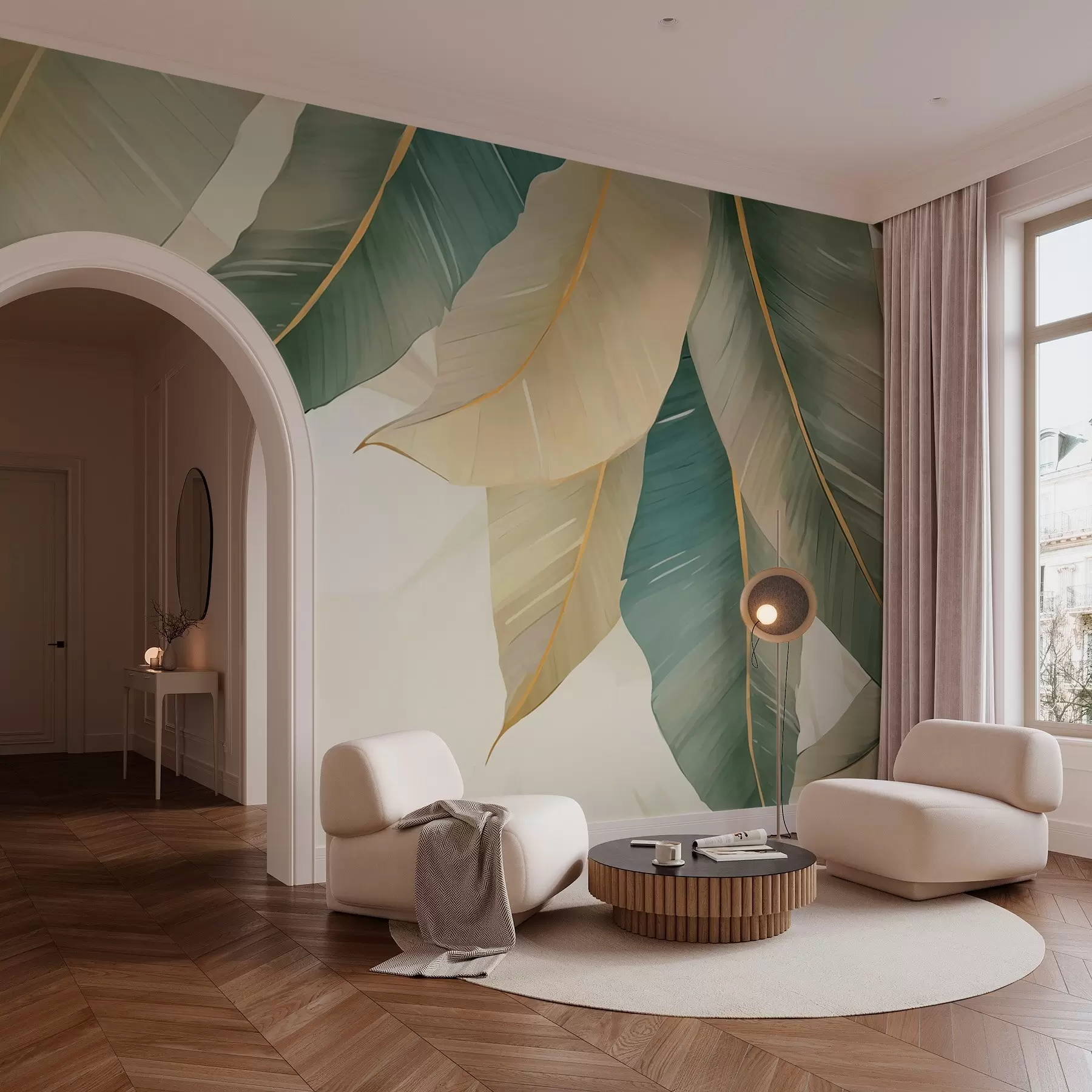 Murale Feuilles tropicales vertes w03433