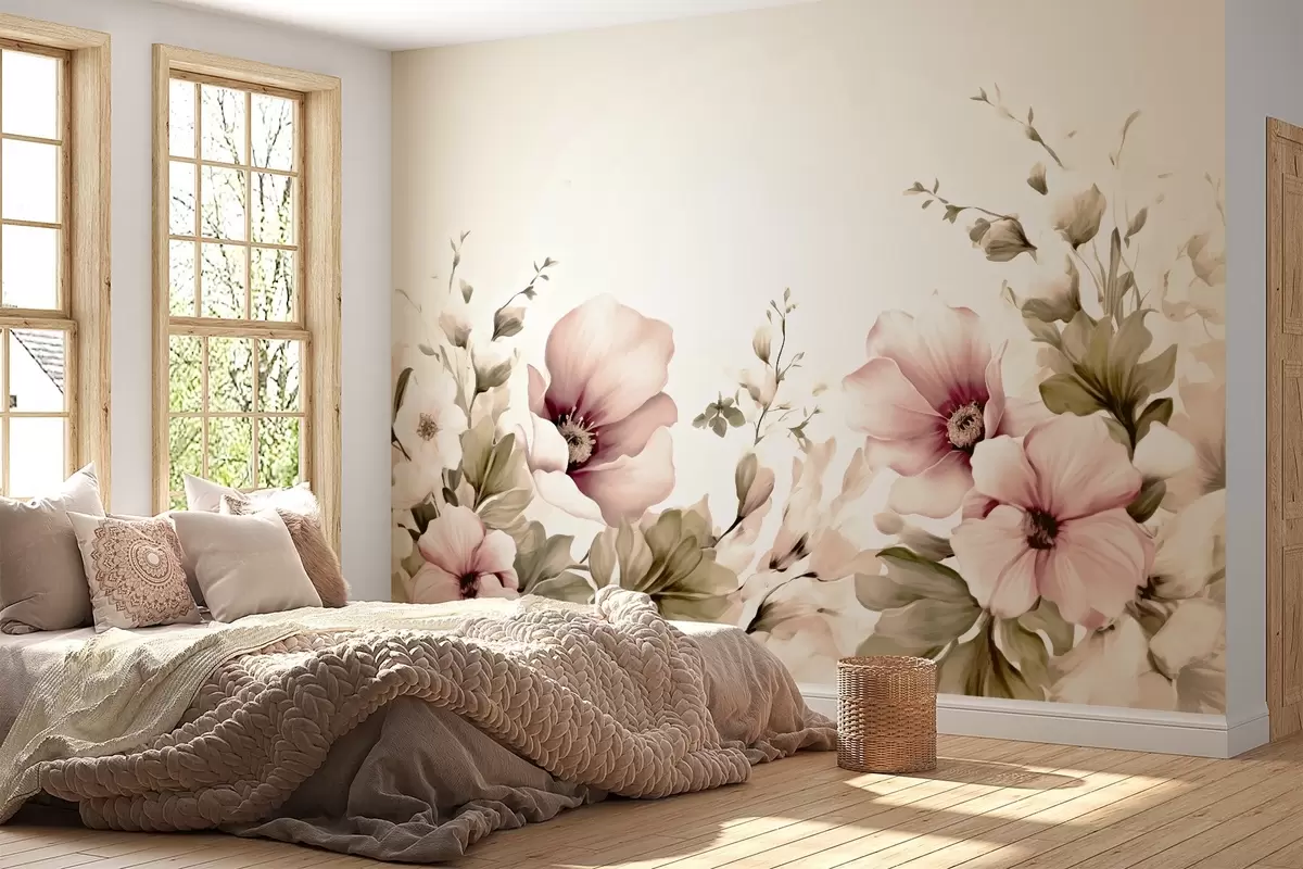 fototapeter store pastelblomster i fine sektioner w02779