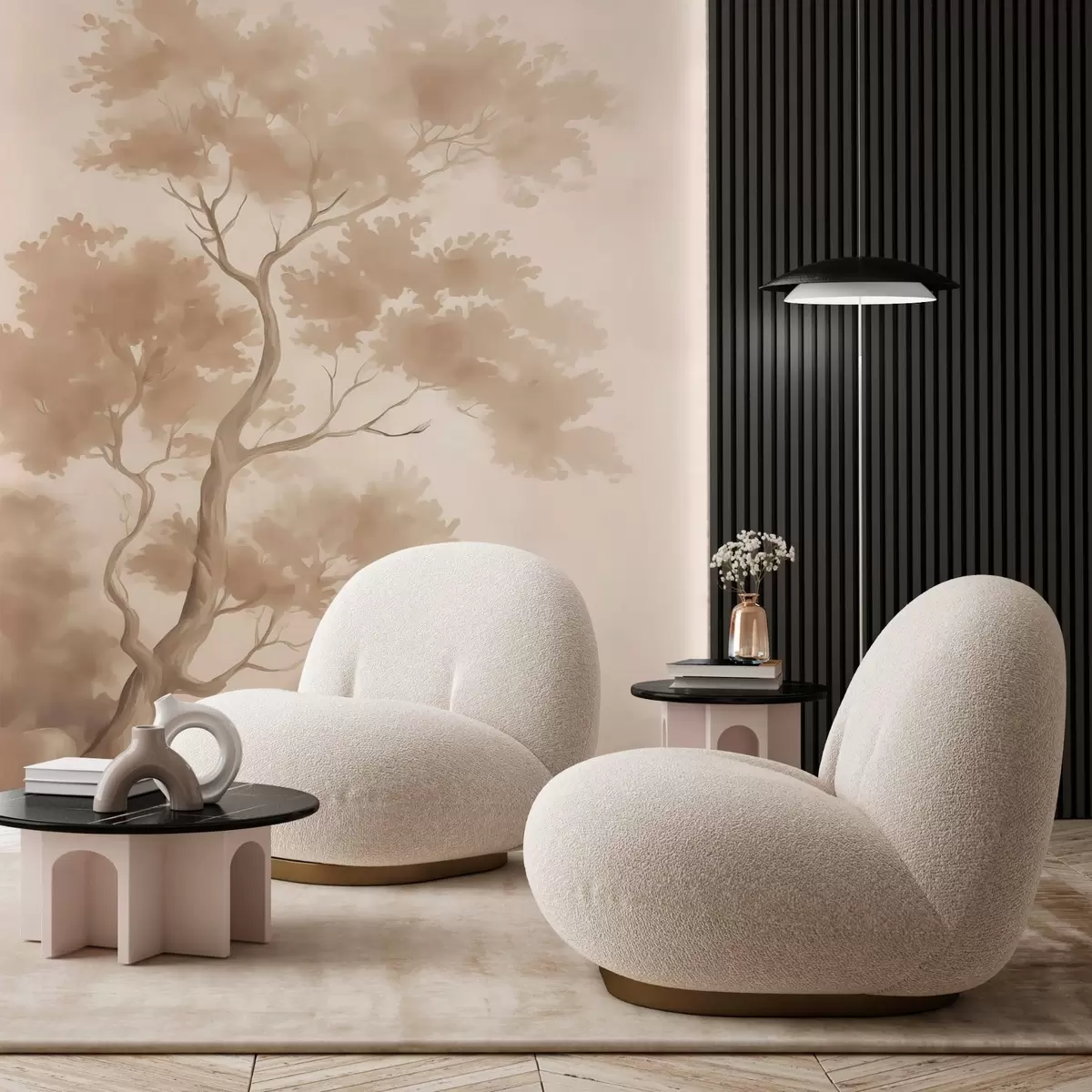 fototapeter Træimitation af sløret akvarel w03471