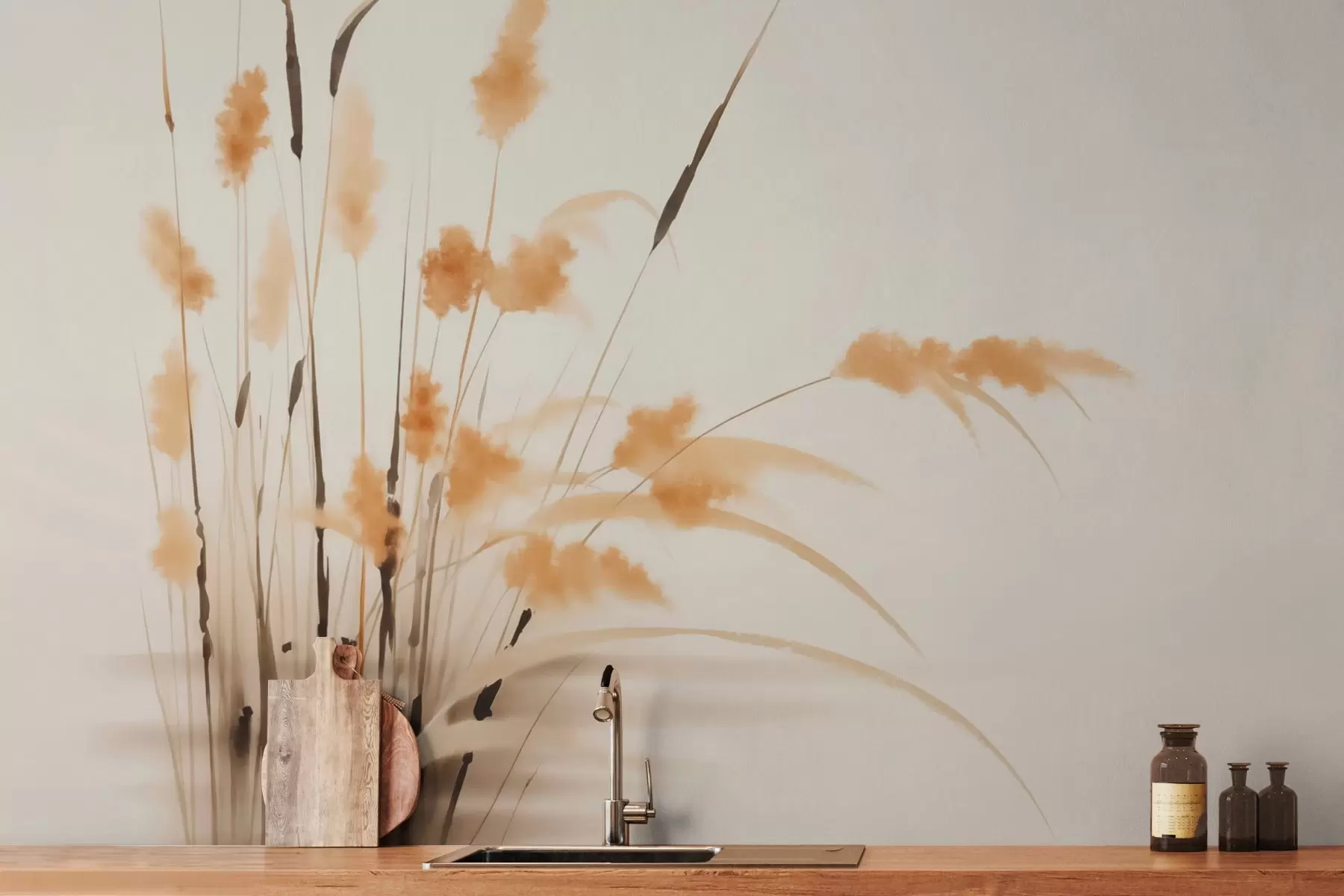 Murale Aquarelle imitation roseau w03463