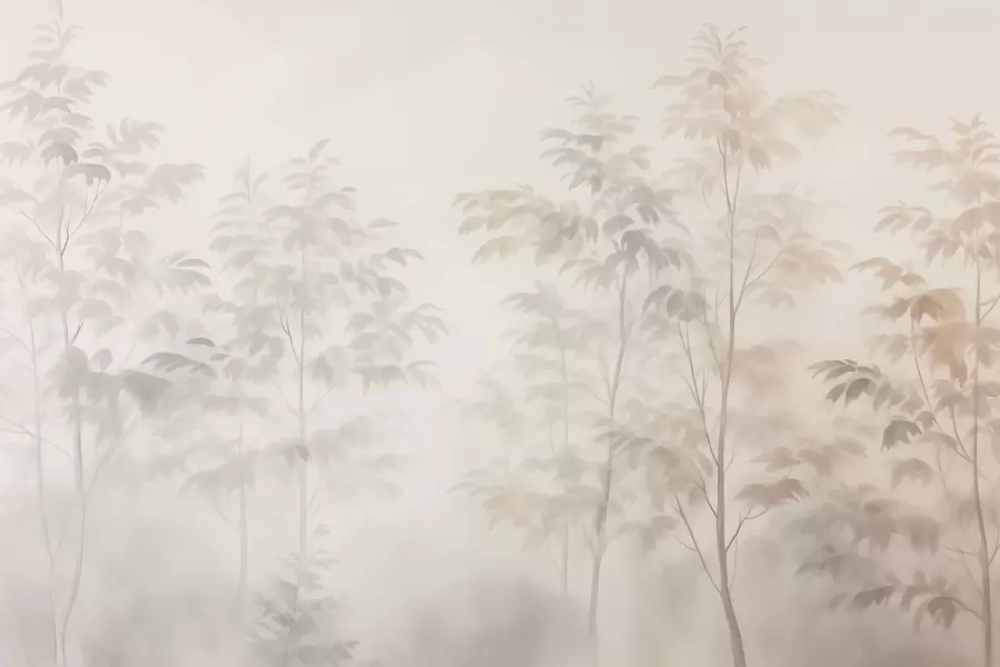 Murale Arbres imitation aquarelle couleurs chaudes w03474